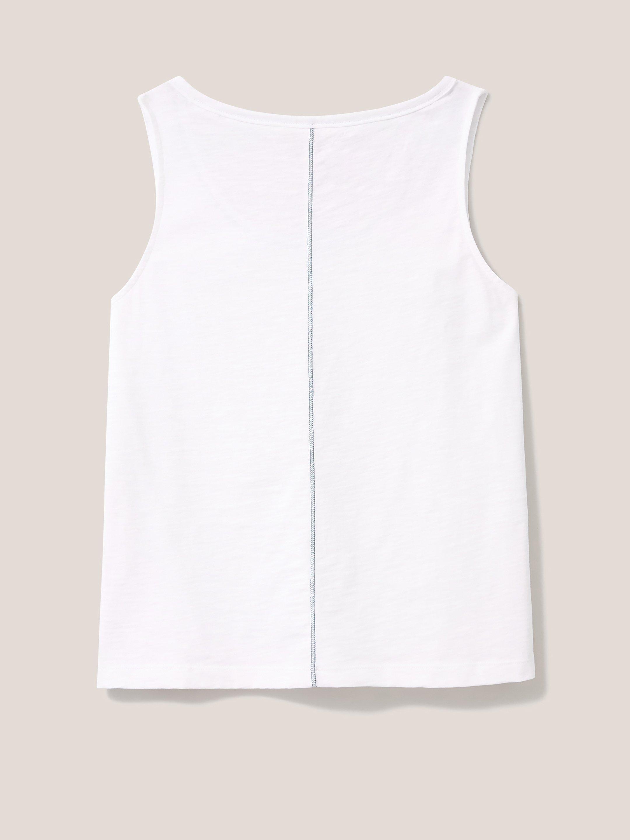 Ezra Plain Scoop Neck Vest in BRIL WHITE - FLAT BACK
