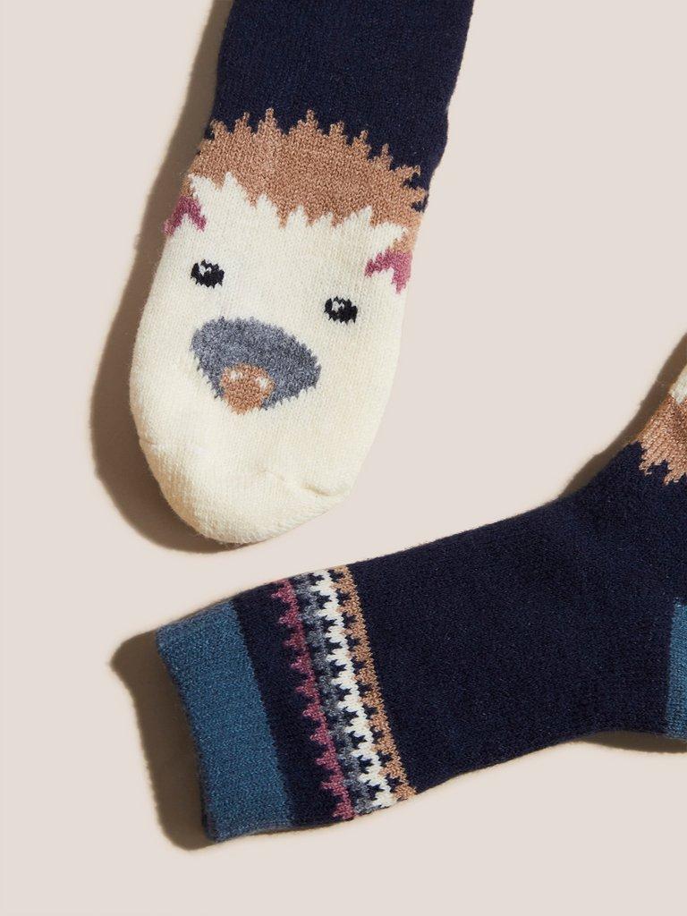 Hedgehog Cabin Sock in NAVY MULTI - FLAT DETAIL