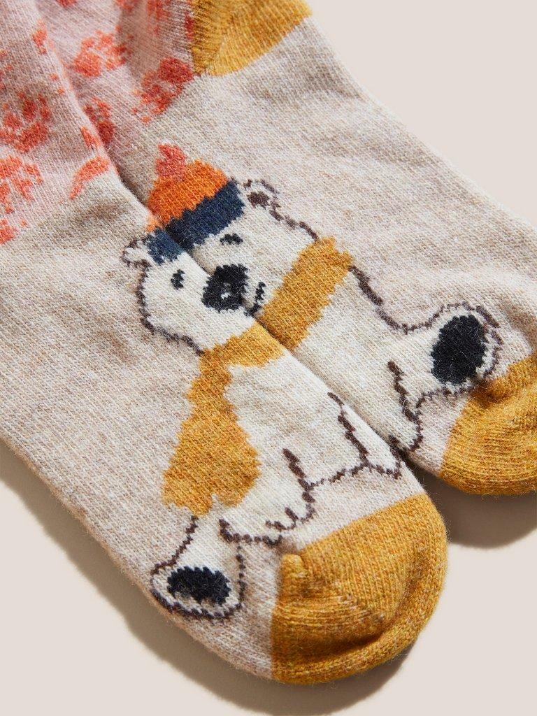 Polar Bear Cabin Socks in PINK MLT - FLAT DETAIL