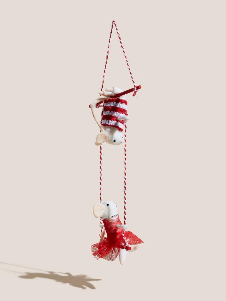 Acro Mice Hanging Decoration in WHITE MLT - FLAT BACK