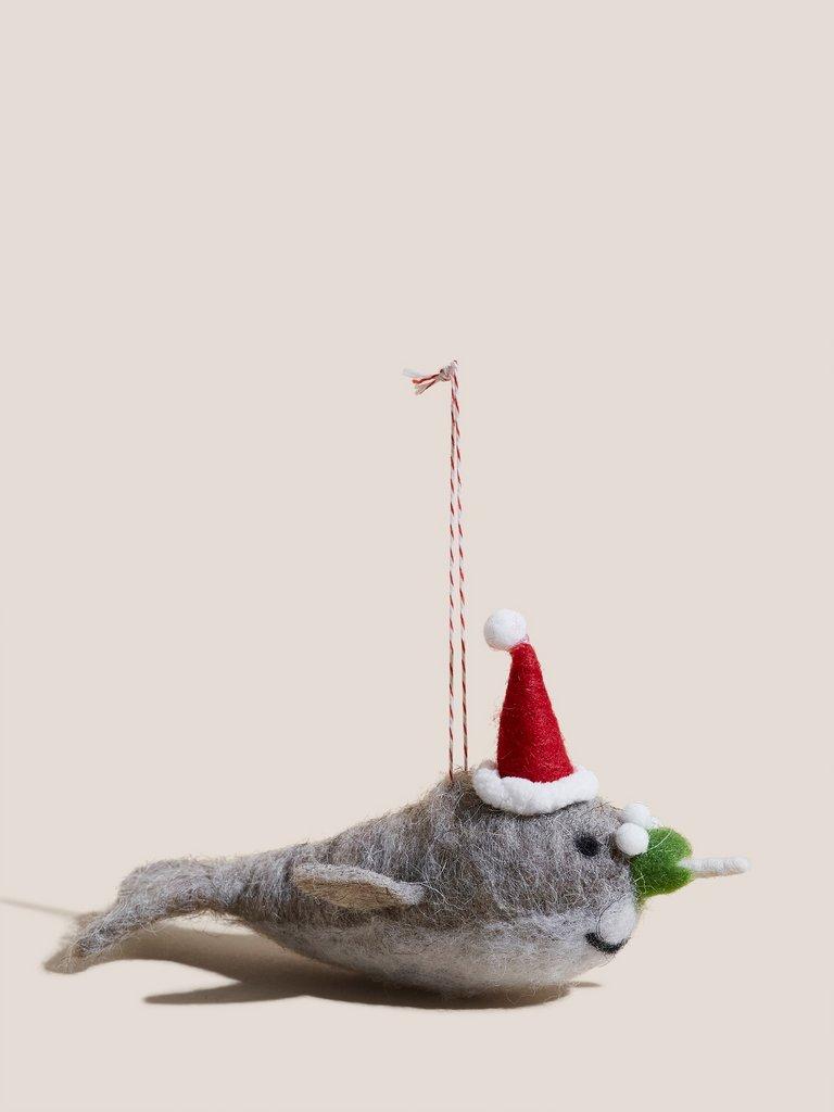 Narwhal Hanging Decoration in GREY MULTI - FLAT FRONT