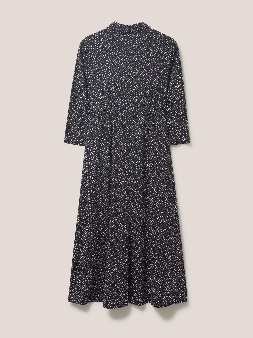 Carmen Jersey Shirt Dress in NAVY MULTI - FLAT BACK