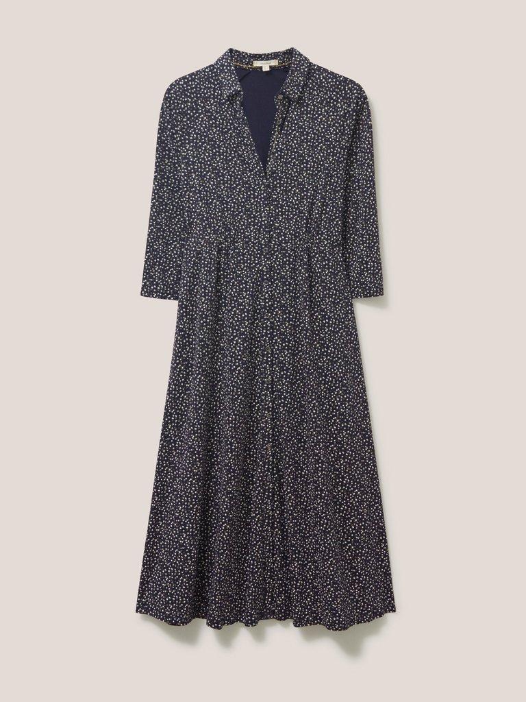 Carmen Jersey Shirt Dress in NAVY MULTI - FLAT FRONT