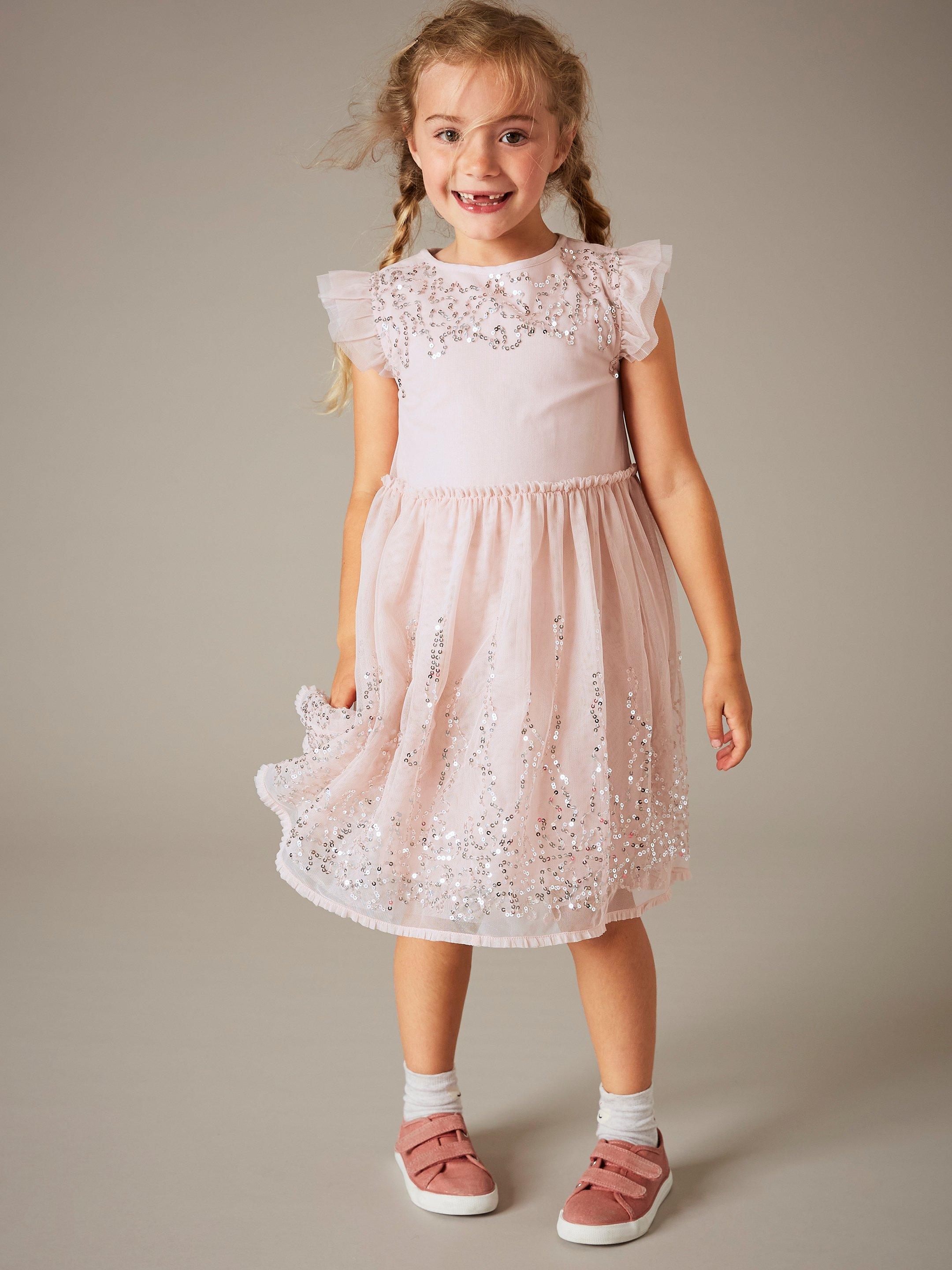 Fiona Tuelle Dress in MID PINK - MODEL FRONT