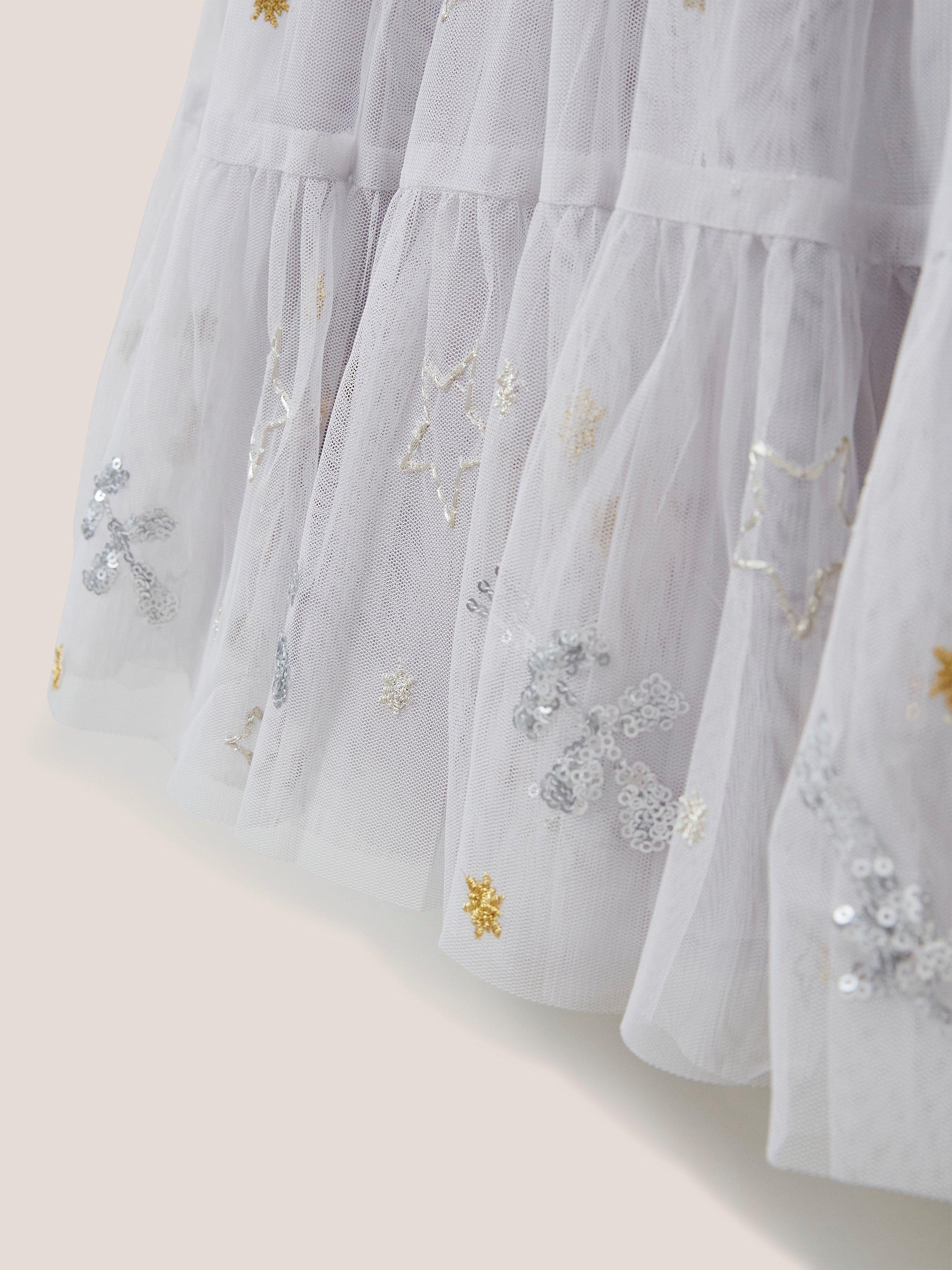 Naomi Embellished Tuelle Skirt in NAT WHITE - FLAT DETAIL