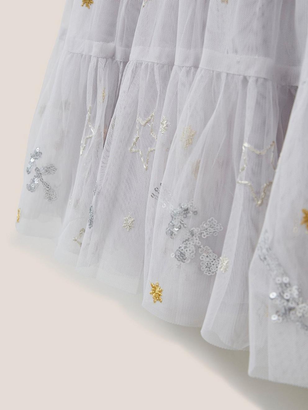 Naomi Embellished Tuelle Skirt in NAT WHITE - FLAT DETAIL