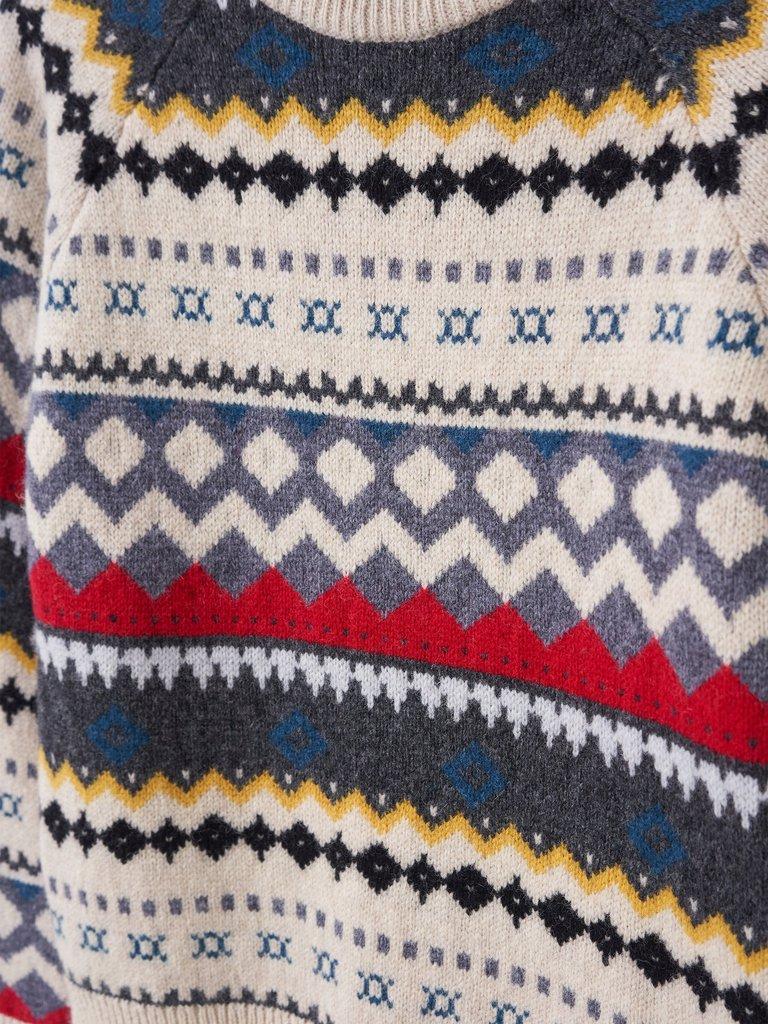 Mini Me Arundel Fairisle Crew in NAT MLT - FLAT DETAIL