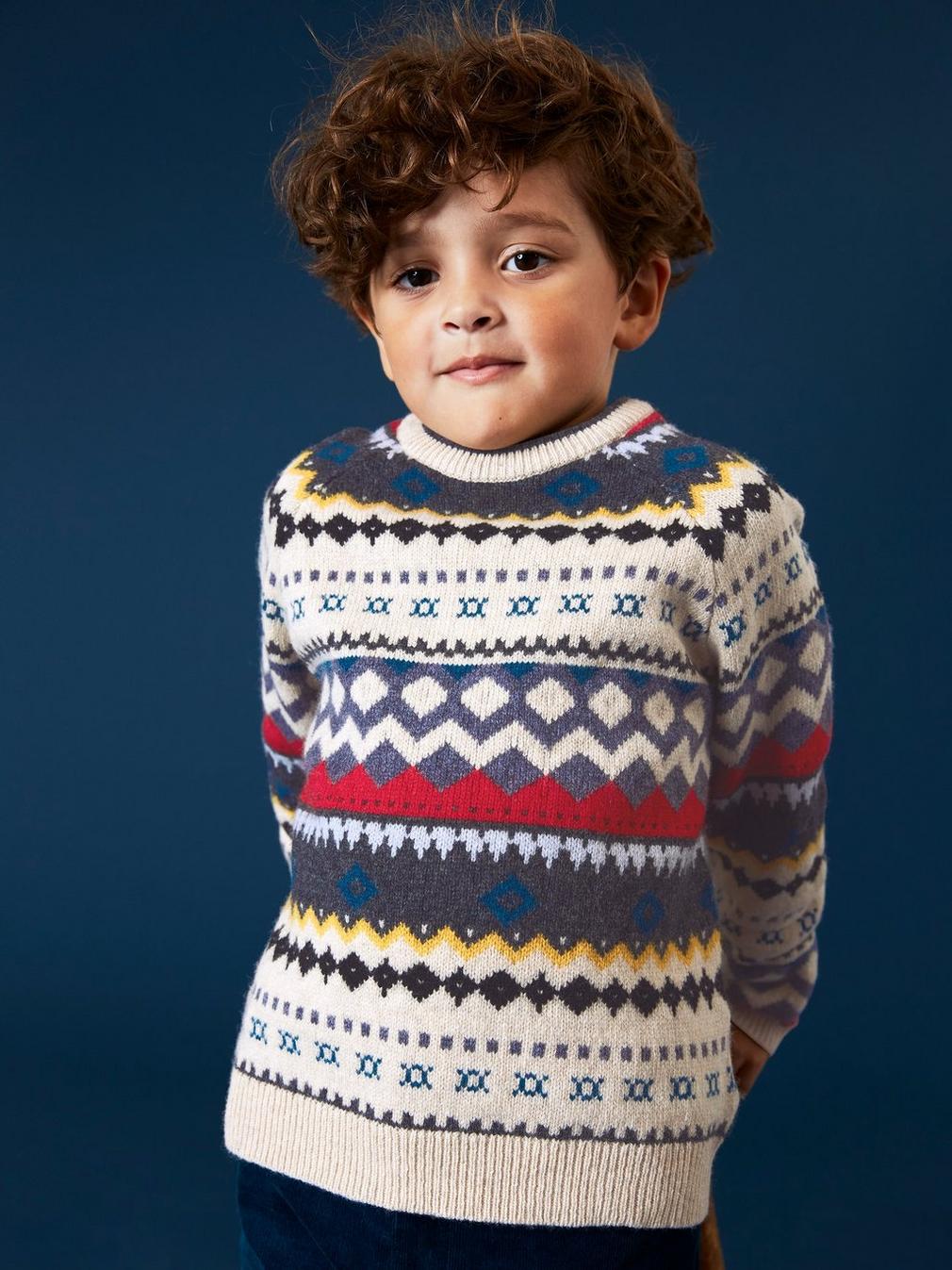 Mini Me Arundel Fairisle Crew in NAT MLT - LIFESTYLE