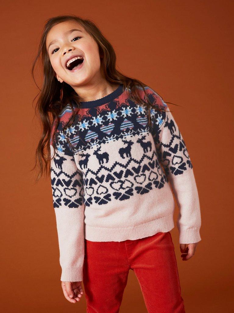 Mini Me Reindeer Jumper in PINK MLT - LIFESTYLE