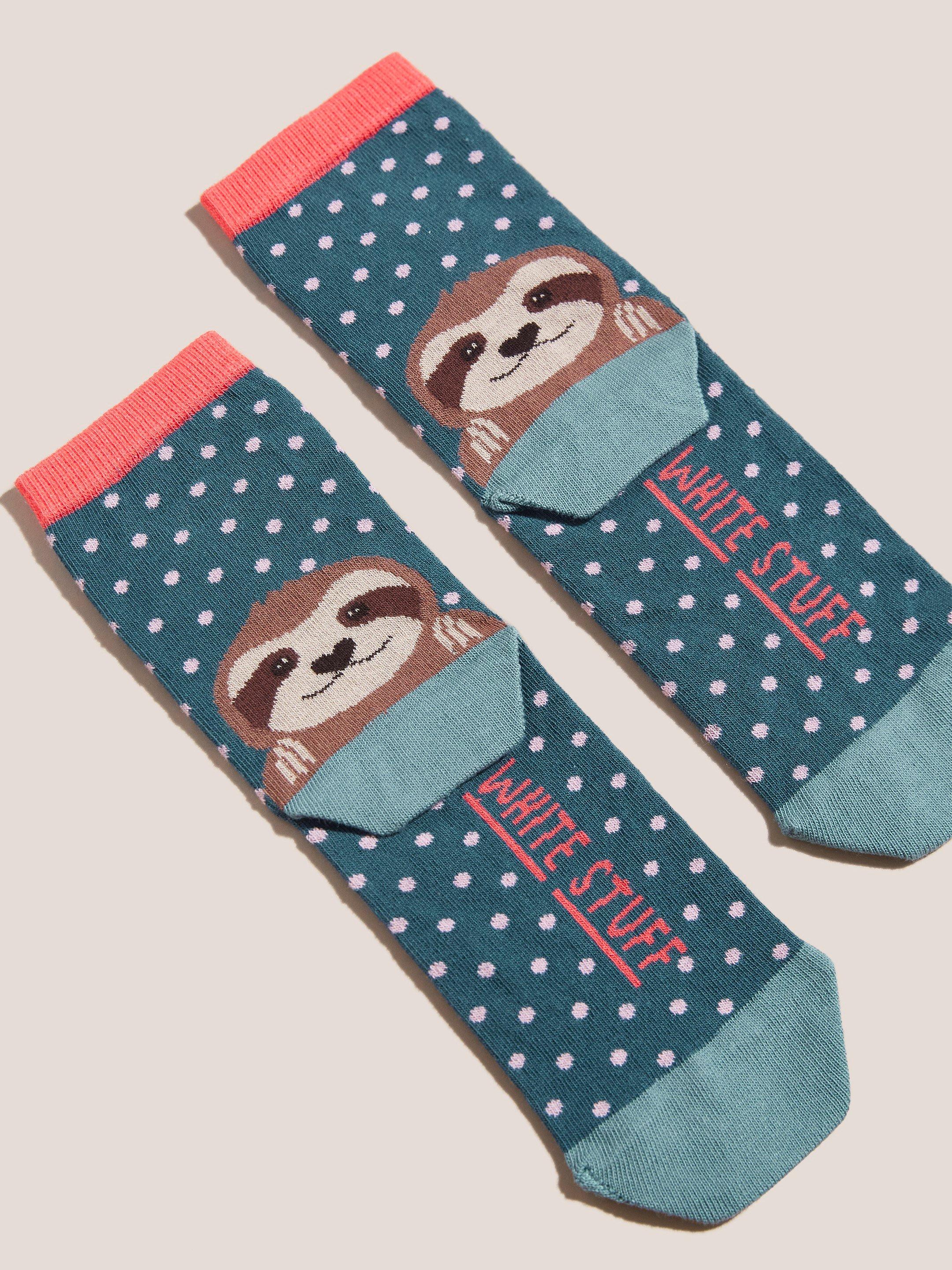 Sloth Sock in TEAL MLT - FLAT DETAIL