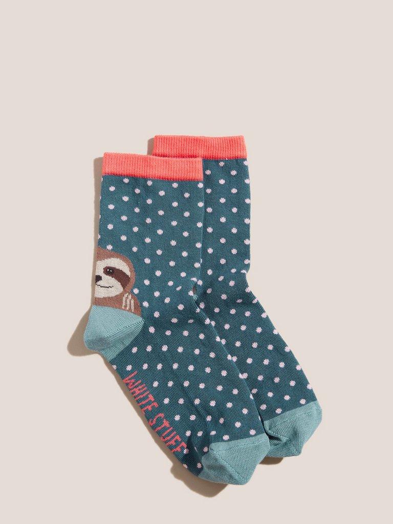 Sloth Sock in TEAL MLT - FLAT FRONT