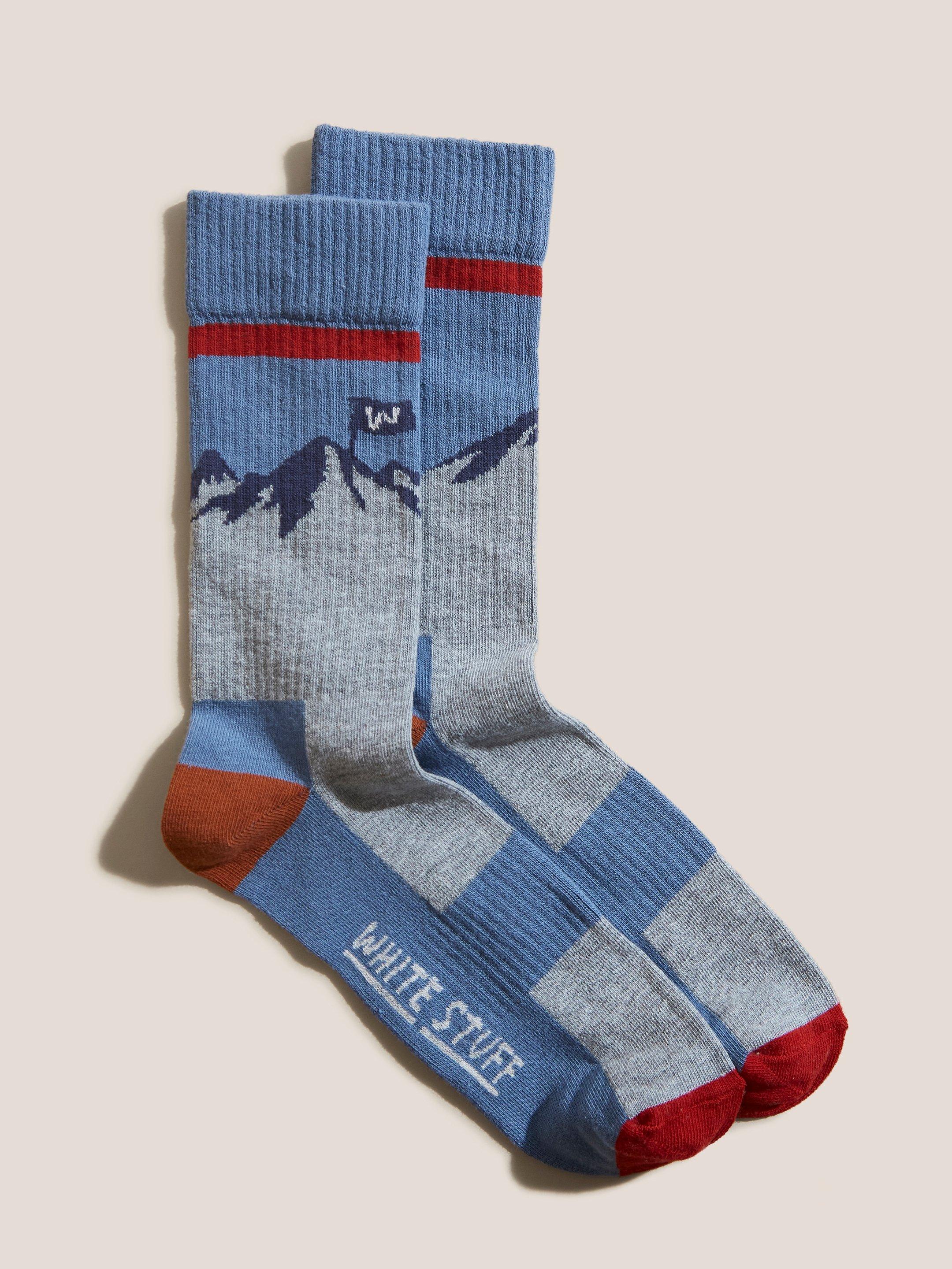 Mountain Scenic Socks in BLUE MLT - FLAT FRONT