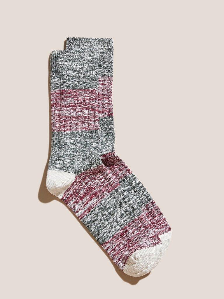 Cotton Melange Socks in GREY MLT - FLAT FRONT