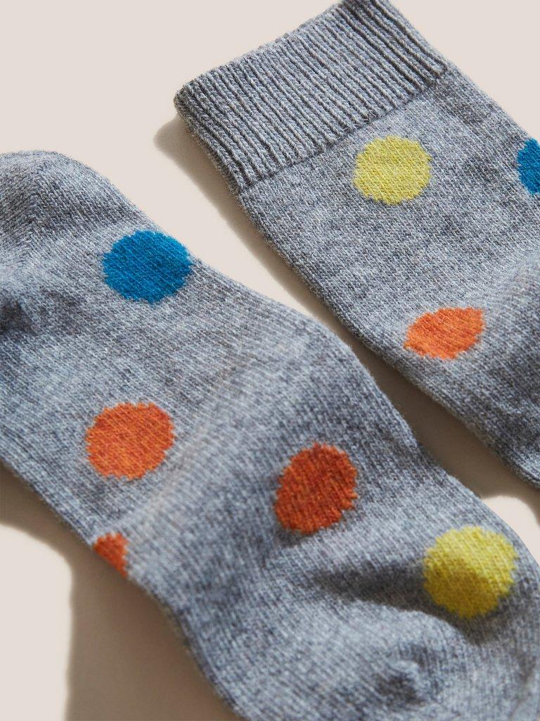 Spot Wool Mix Boot Socks in LGT GREY - FLAT DETAIL