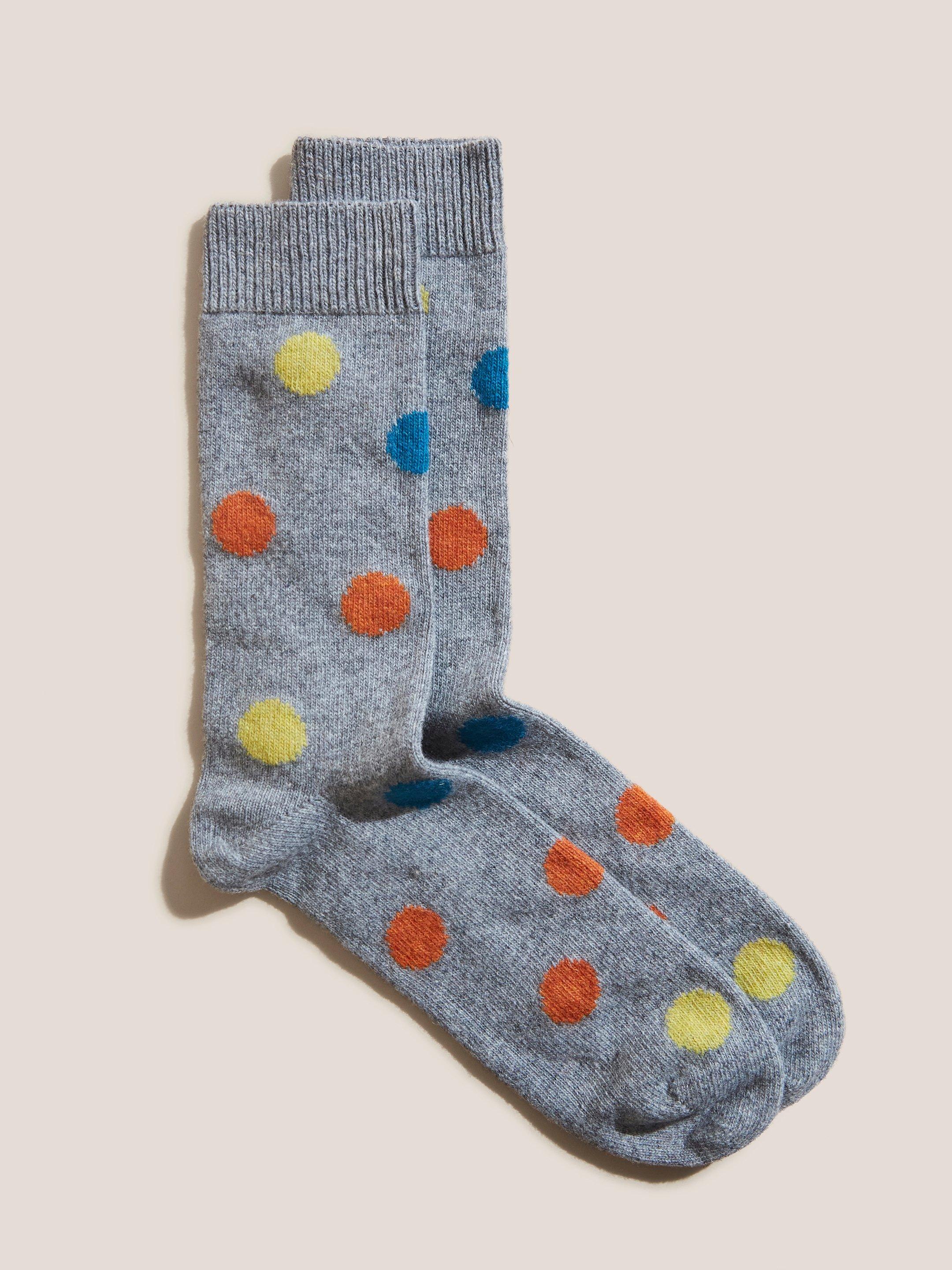 Spot Wool Mix Boot Socks in LGT GREY - FLAT FRONT