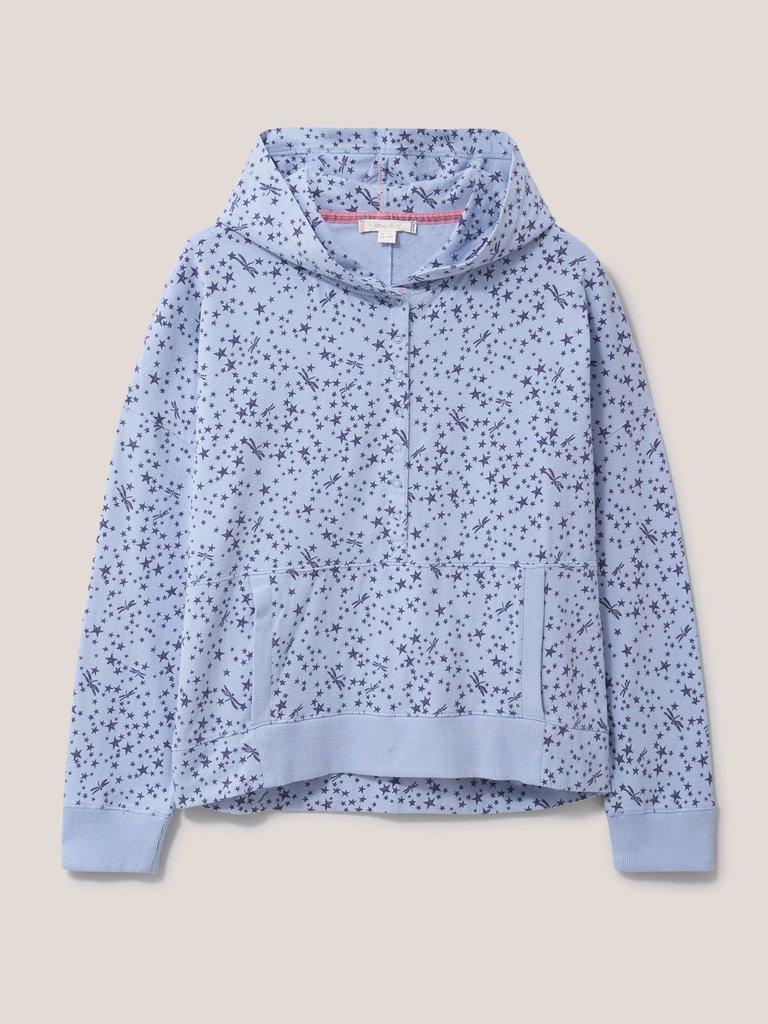 Chloe Cosy Hooded Top in BLUE MLT - FLAT FRONT
