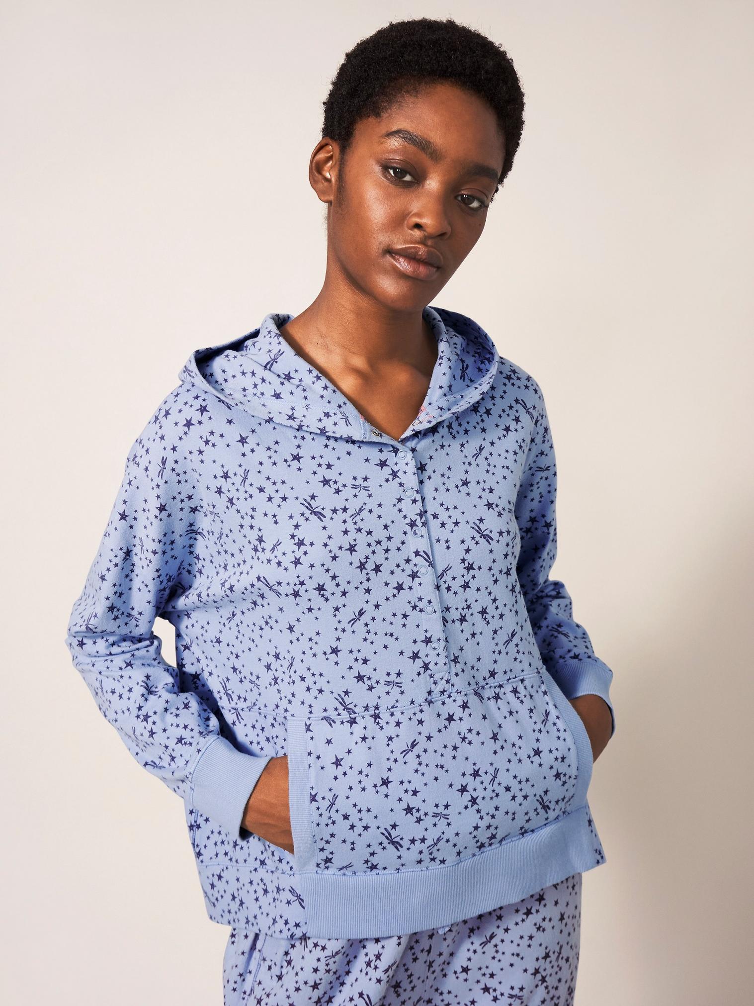 Chloe Cosy Hooded Top in BLUE MLT - LIFESTYLE