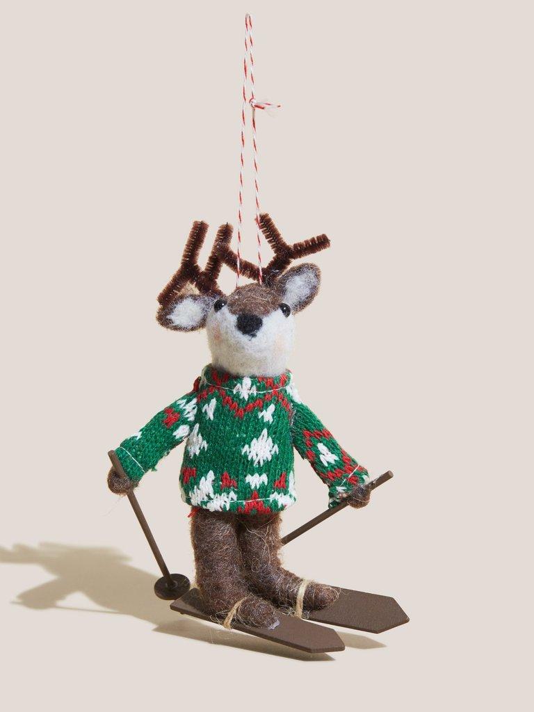 Prancer Reindeer Decoration in BROWN MLT - FLAT FRONT