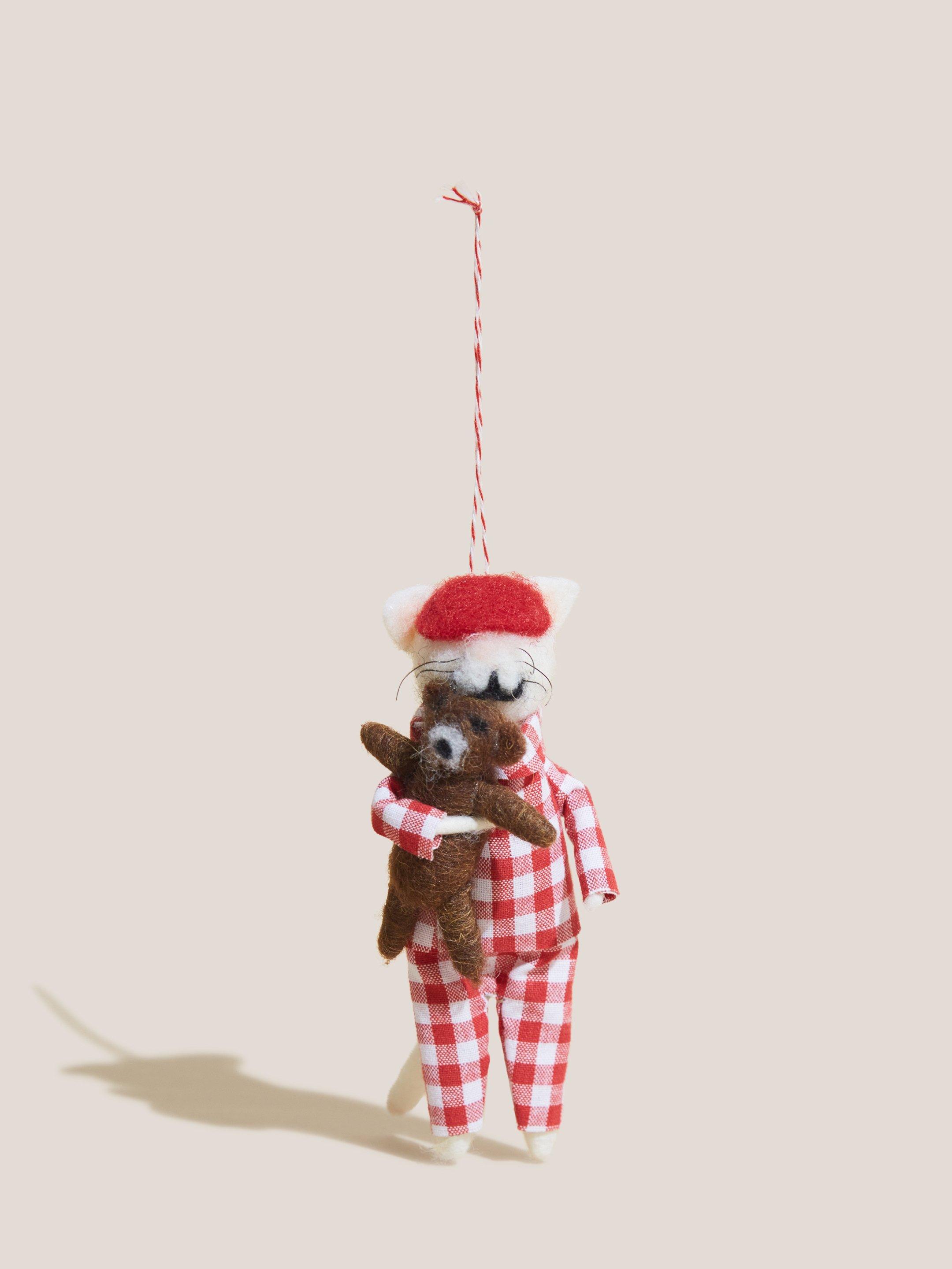 Cat Napper Decoration in RED MLT - FLAT FRONT