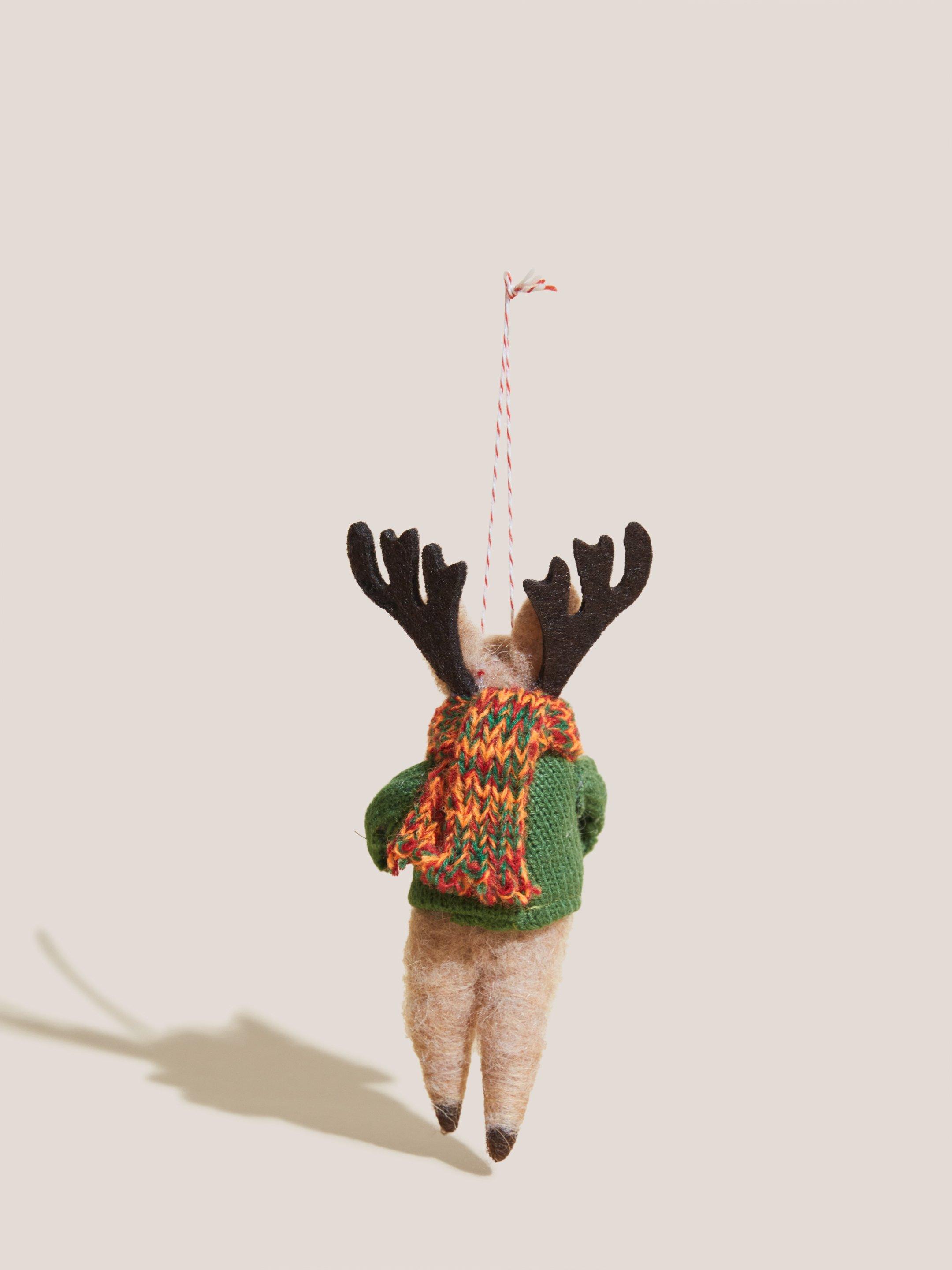 Reindeer with Tree Decoration in GREEN MLT - FLAT BACK