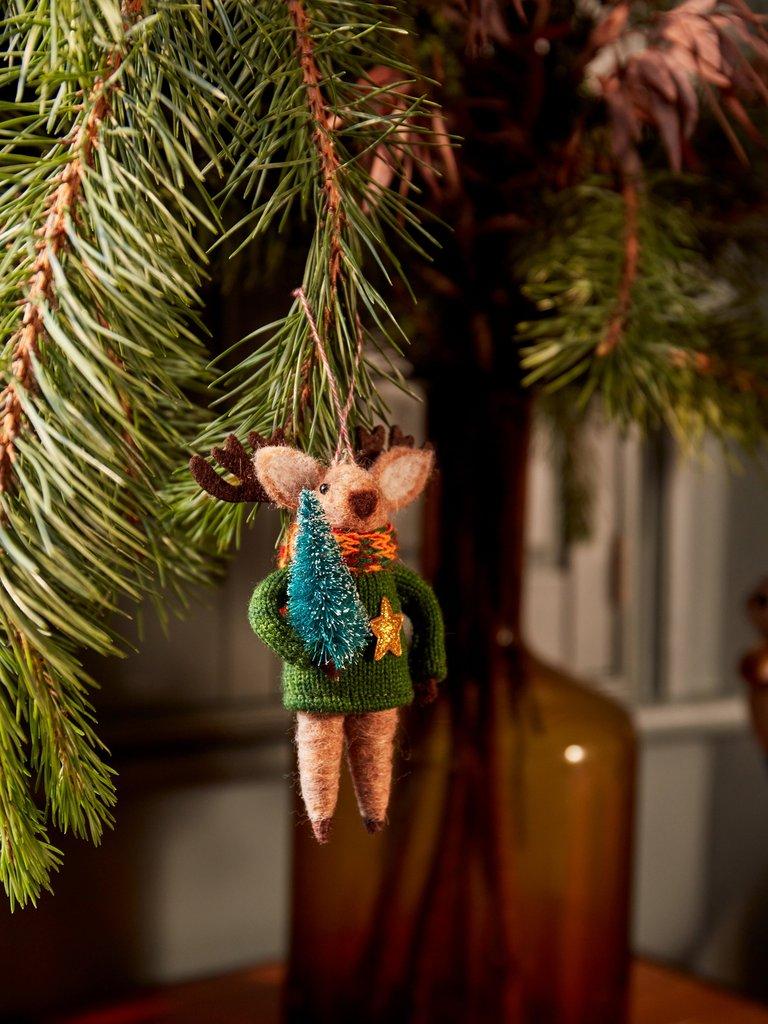 Reindeer with Tree Decoration in GREEN MLT - MIXED