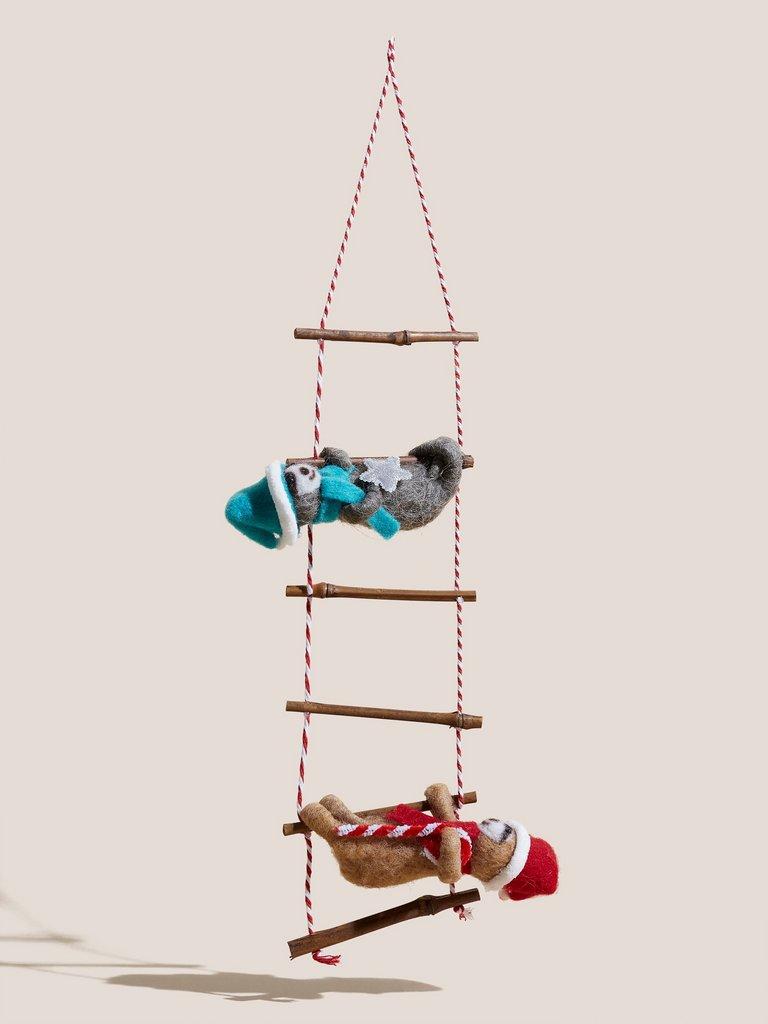Sloths On A Ladder Decoration in BROWN MLT - FLAT FRONT