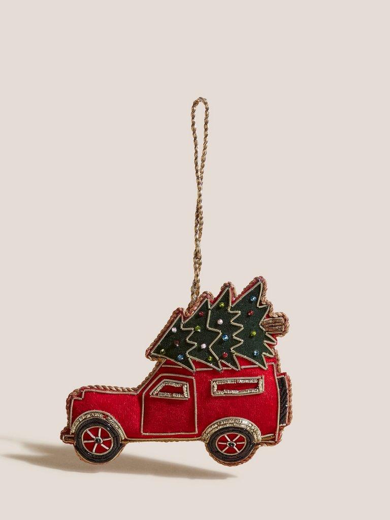 Festive Car Sequin Decoration in RED MLT - FLAT FRONT