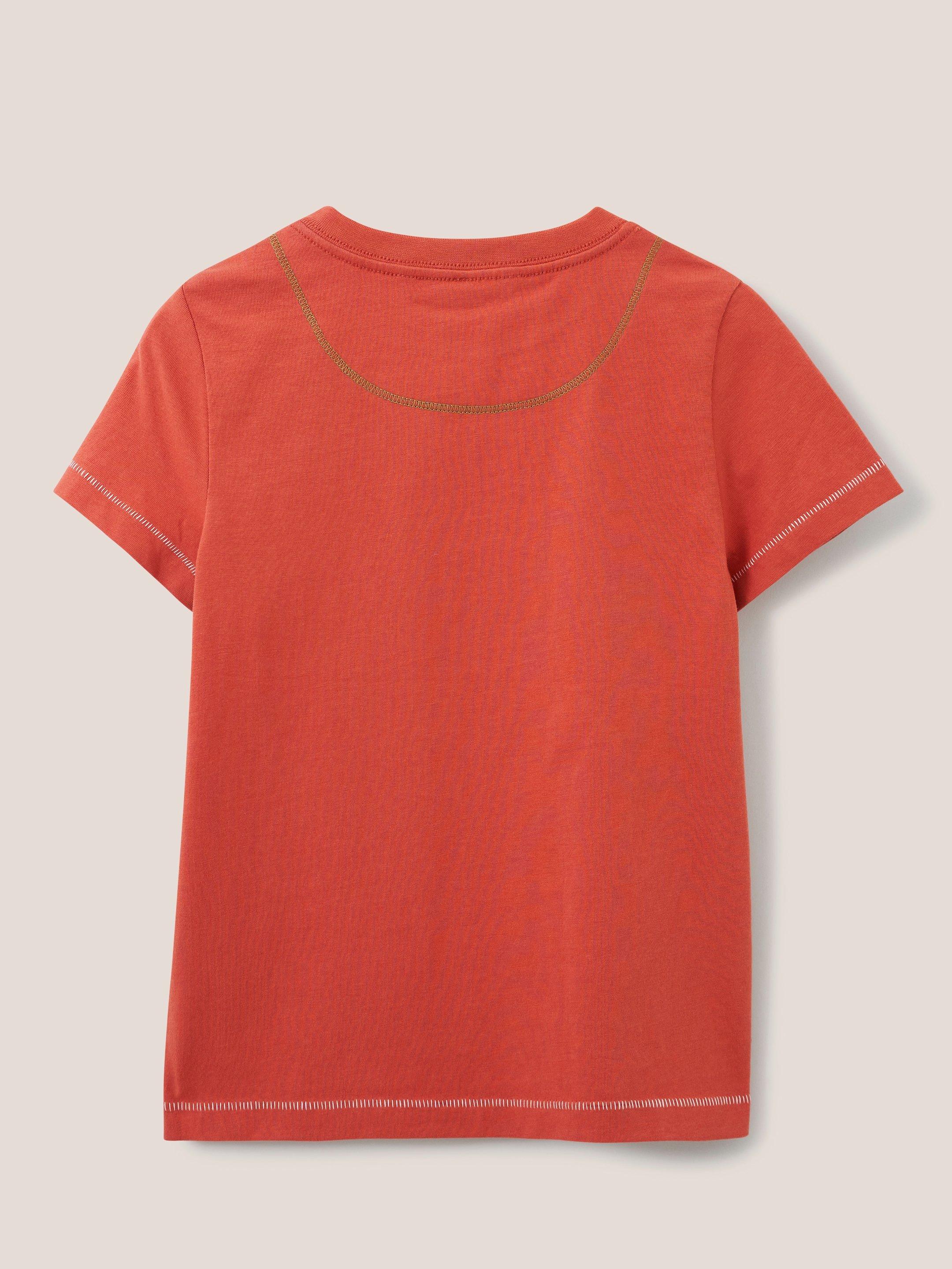 Abbey Short Sleeve T Shirt in MID RED - FLAT BACK