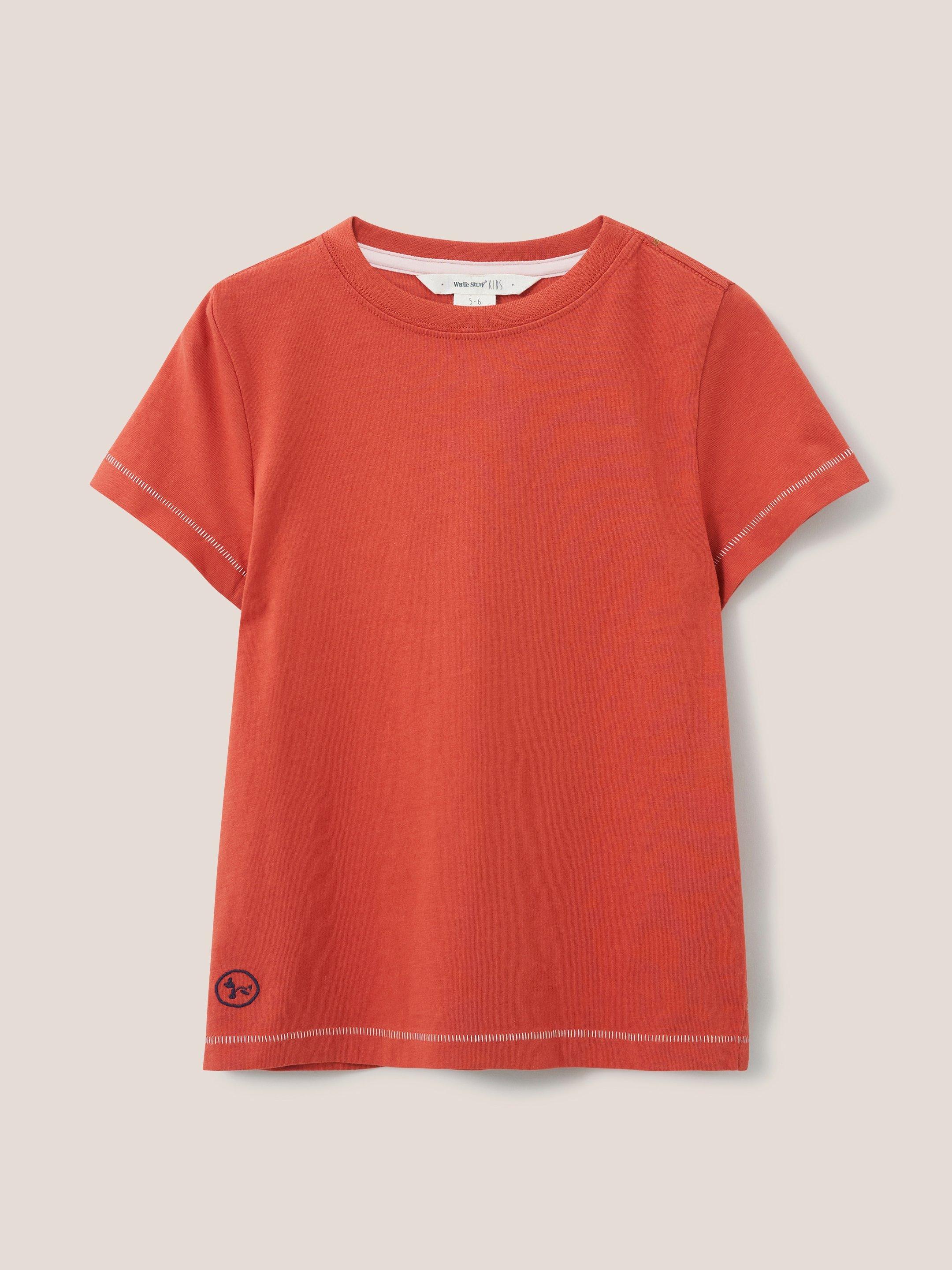 Abbey Short Sleeve T Shirt in MID RED - FLAT FRONT