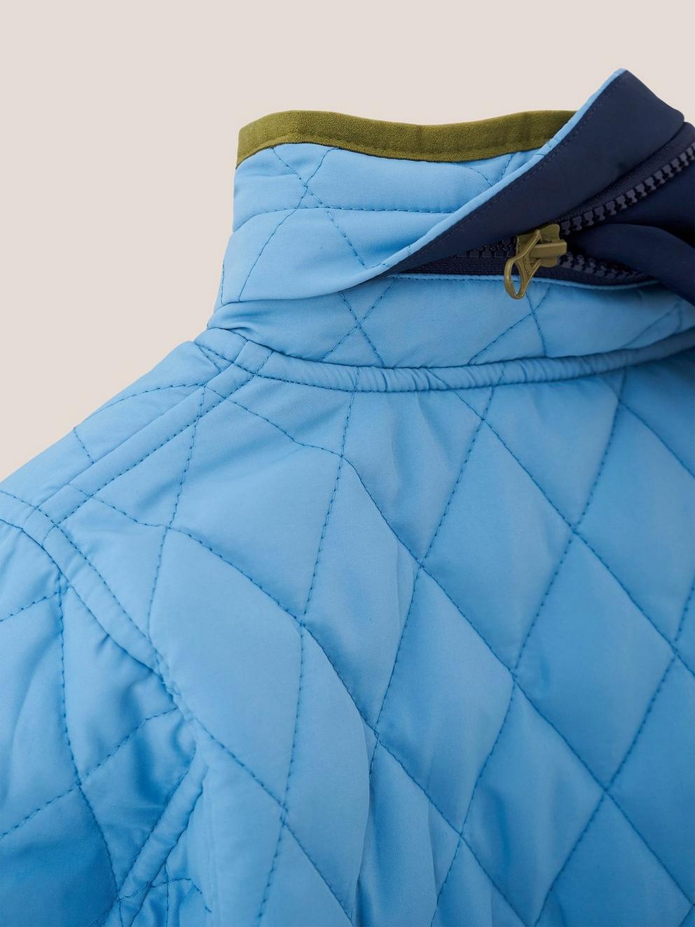 Reversible Quilted Jacket in MID BLUE - FLAT BACK