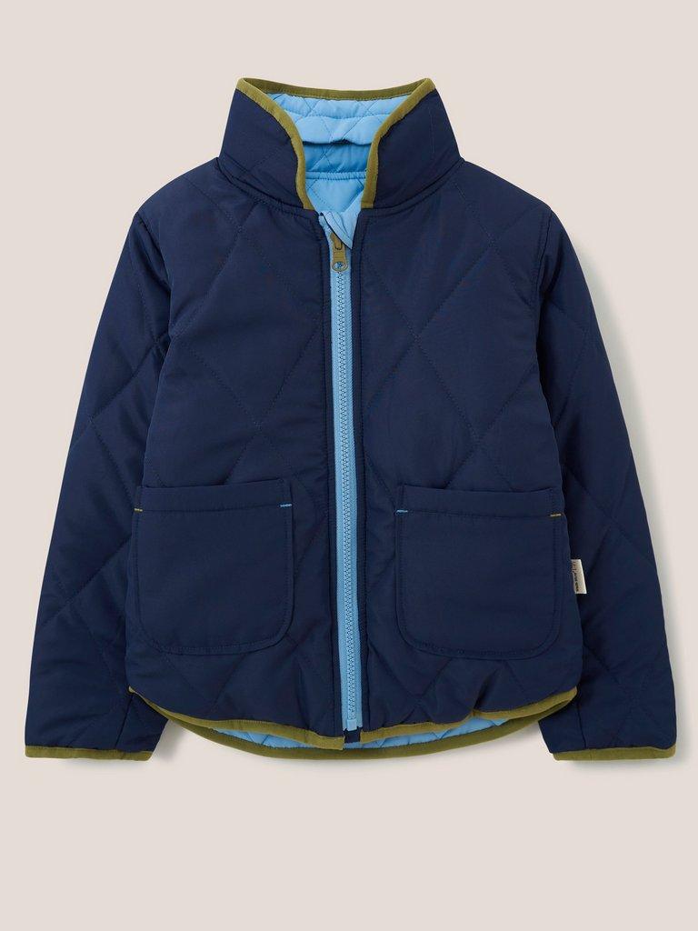 Reversible Quilted Jacket in MID BLUE - FLAT DETAIL