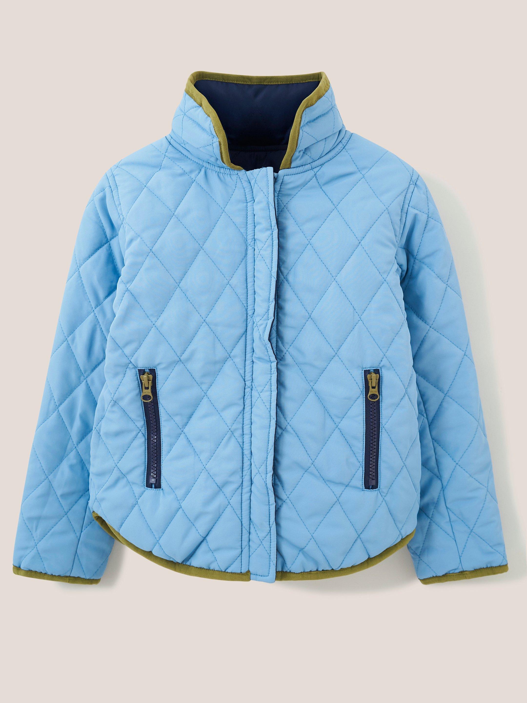 Reversible Quilted Jacket in MID BLUE - FLAT FRONT