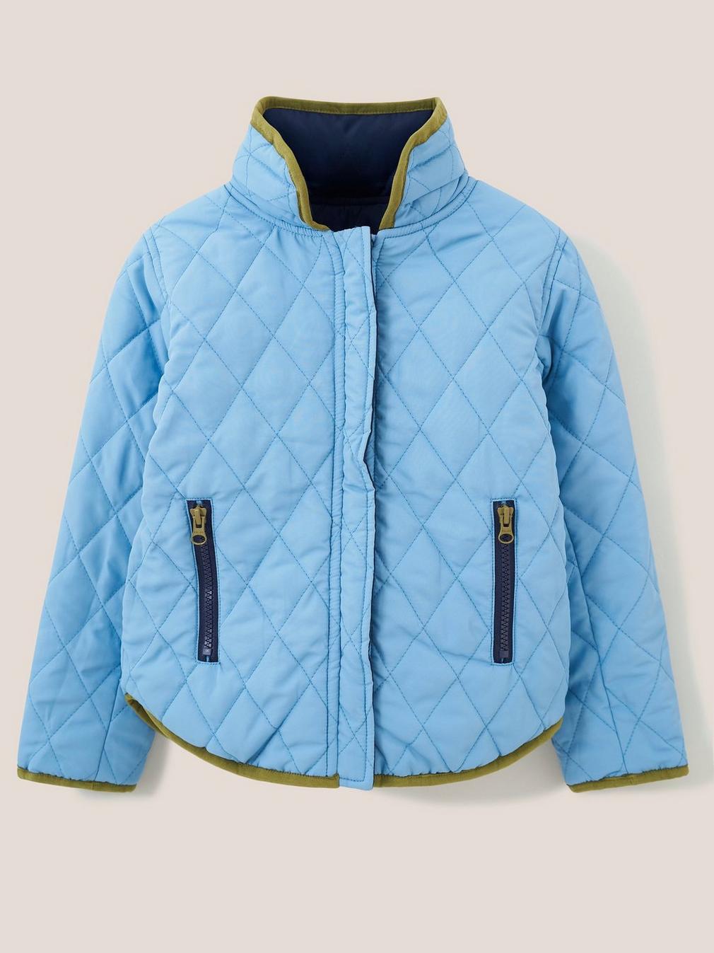 Reversible Quilted Jacket in MID BLUE - FLAT FRONT