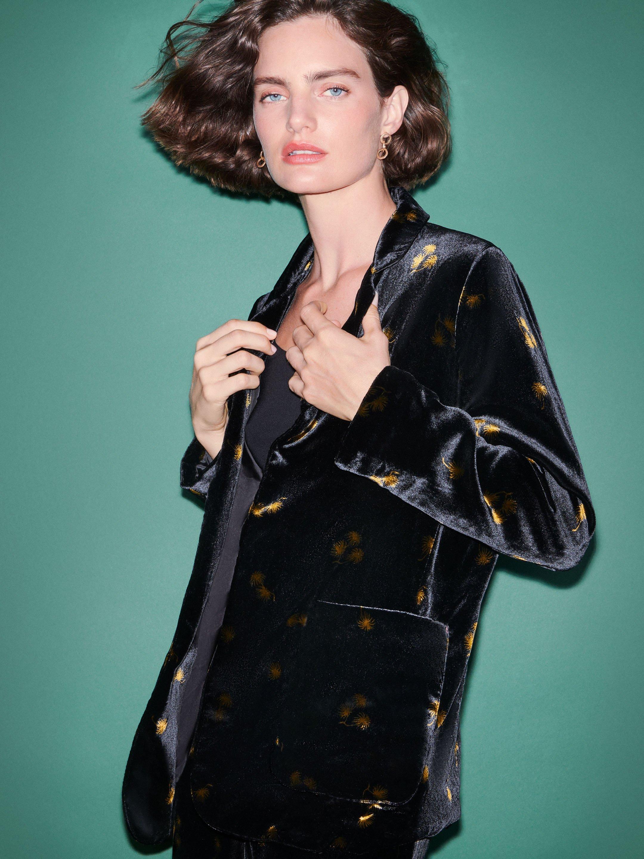 Belle Velvet Blazer in BLK MLT - MIXED