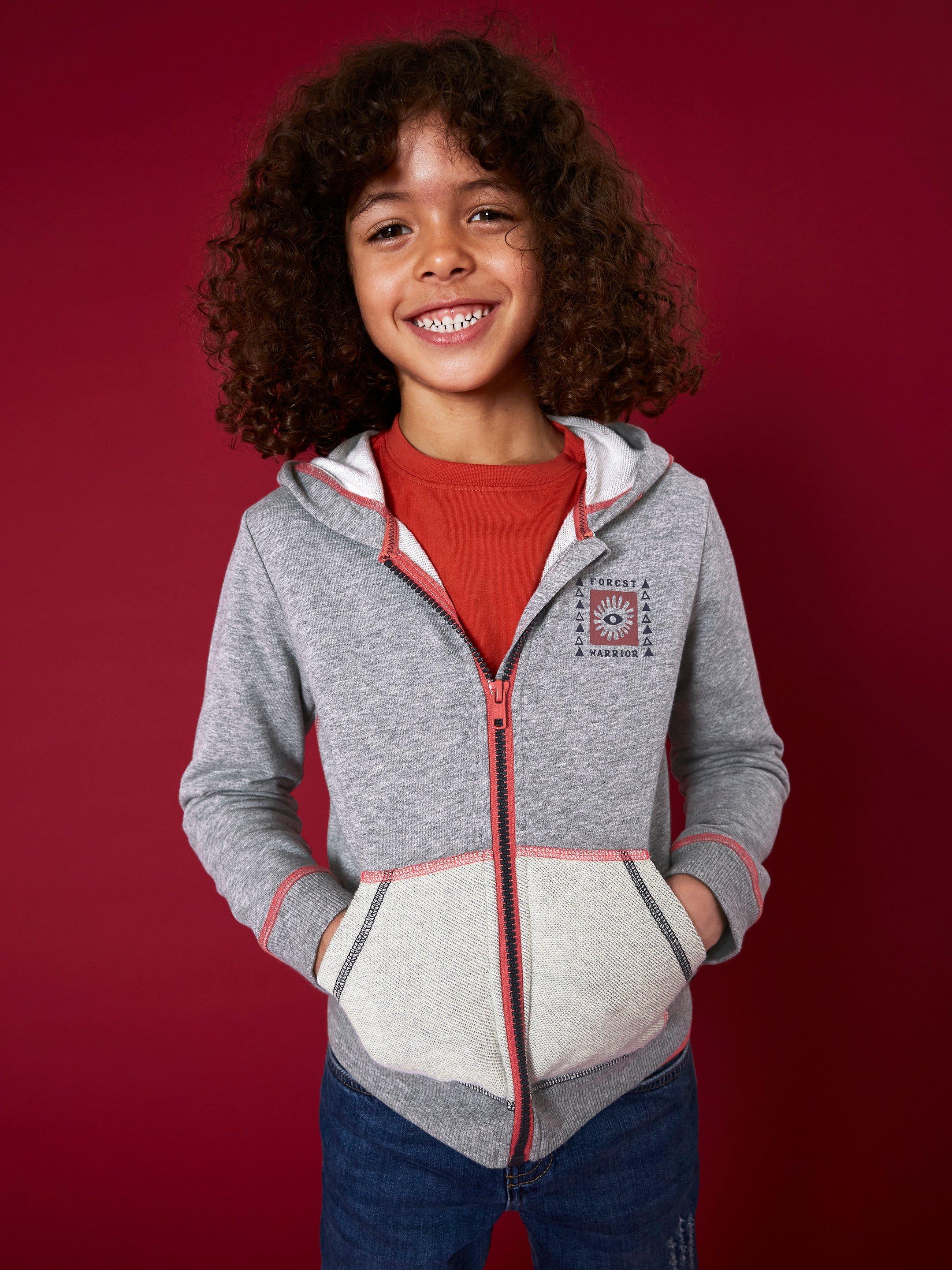 Nature Warrior Graphic Hoodie in GREY MARL | White Stuff