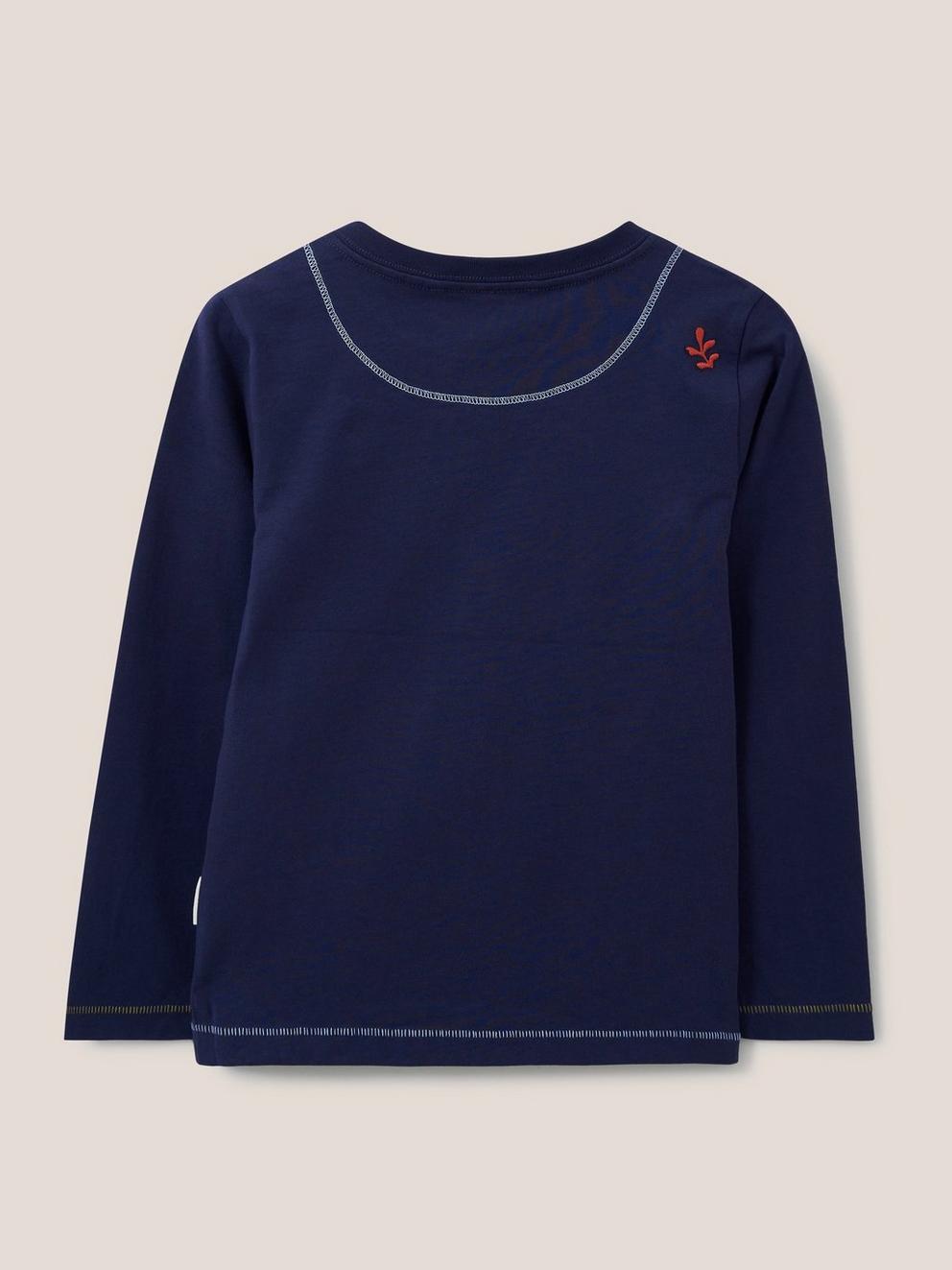 Abbey Long Sleeve T Shirt in DARK NAVY - FLAT BACK