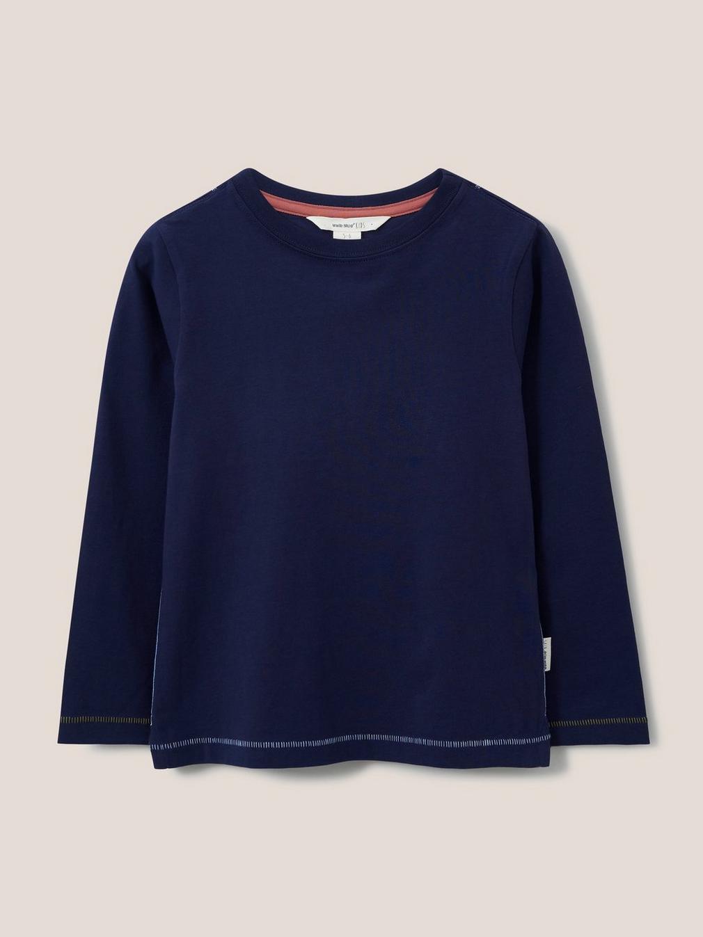 Abbey Long Sleeve T Shirt in DARK NAVY - FLAT FRONT