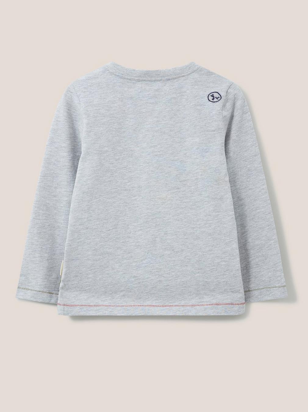 Abbey Long Sleeve T Shirt in GREY MARL - FLAT BACK