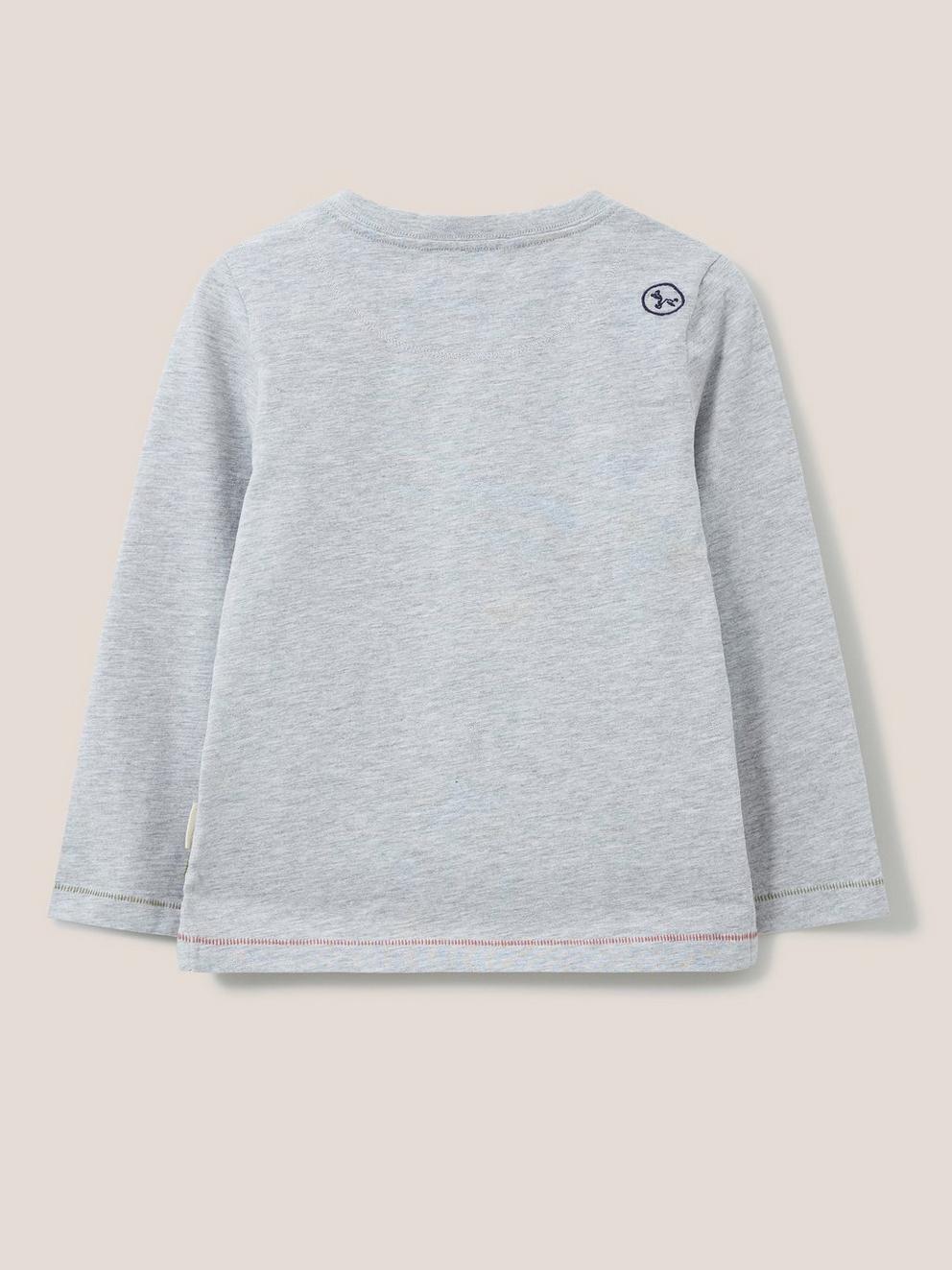 Abbey Long Sleeve T Shirt in GREY MARL - FLAT BACK