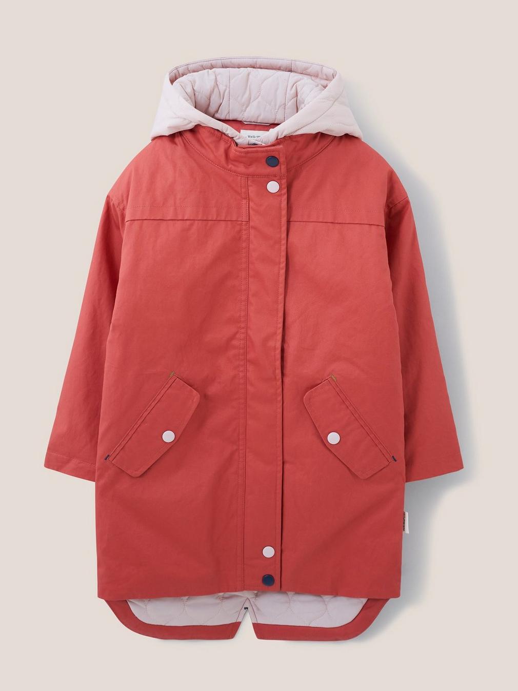 Mini Riley Parka in MID RED - FLAT FRONT