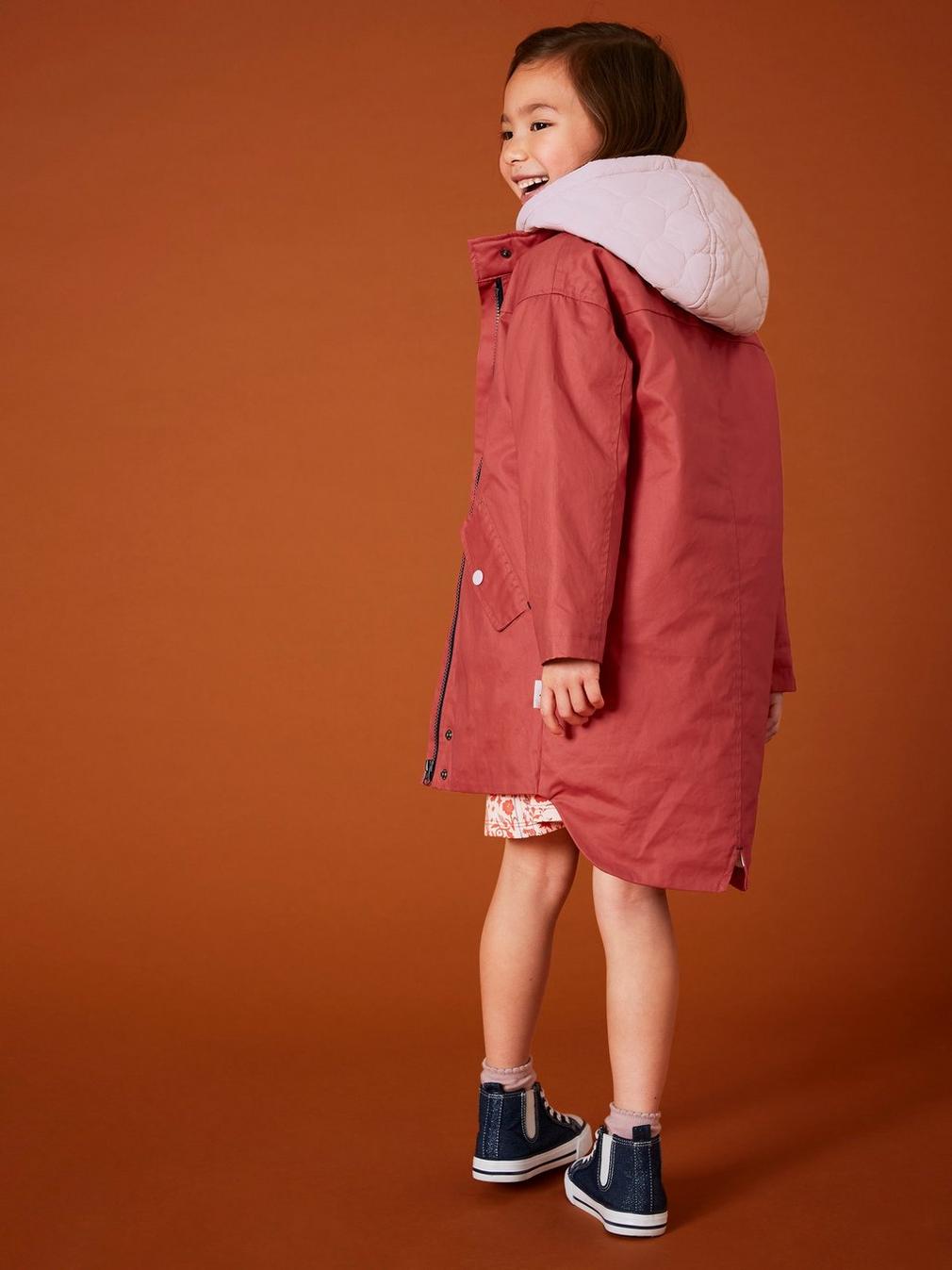 Mini Riley Parka in MID RED - MODEL BACK