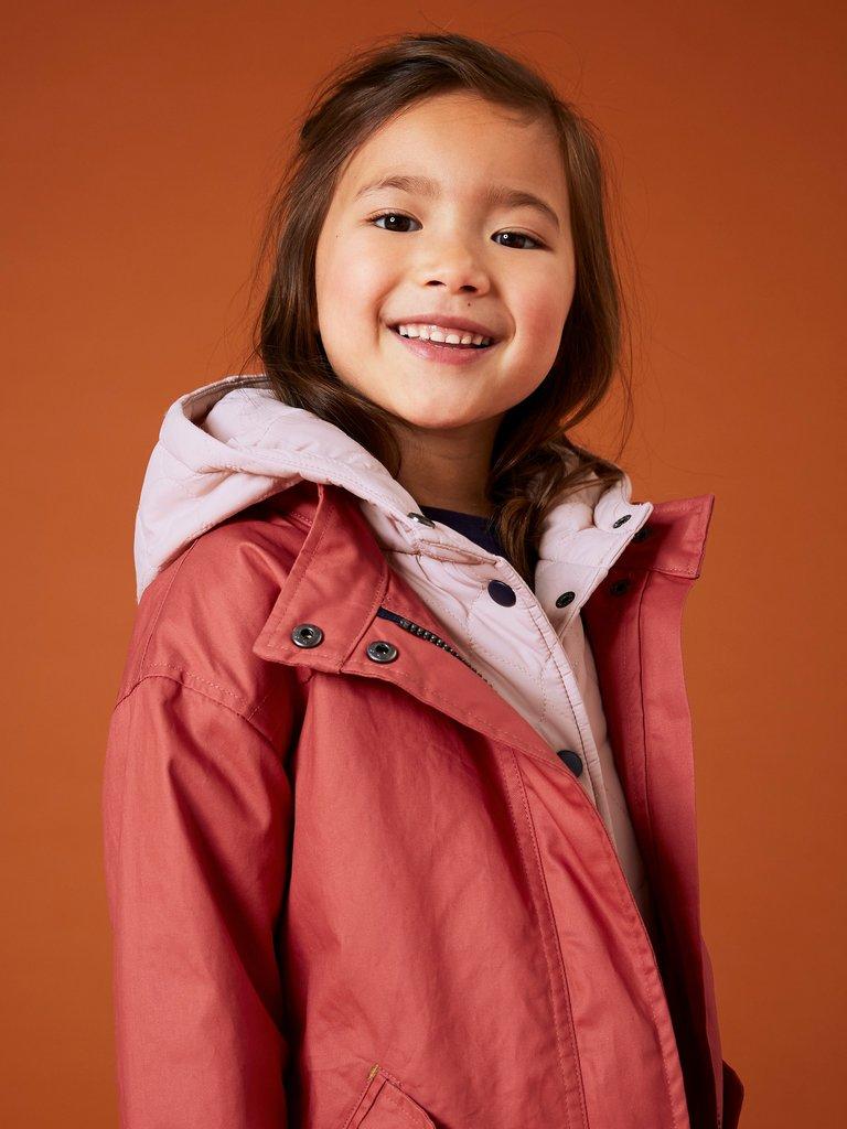 Mini Riley Parka in MID RED - MODEL DETAIL