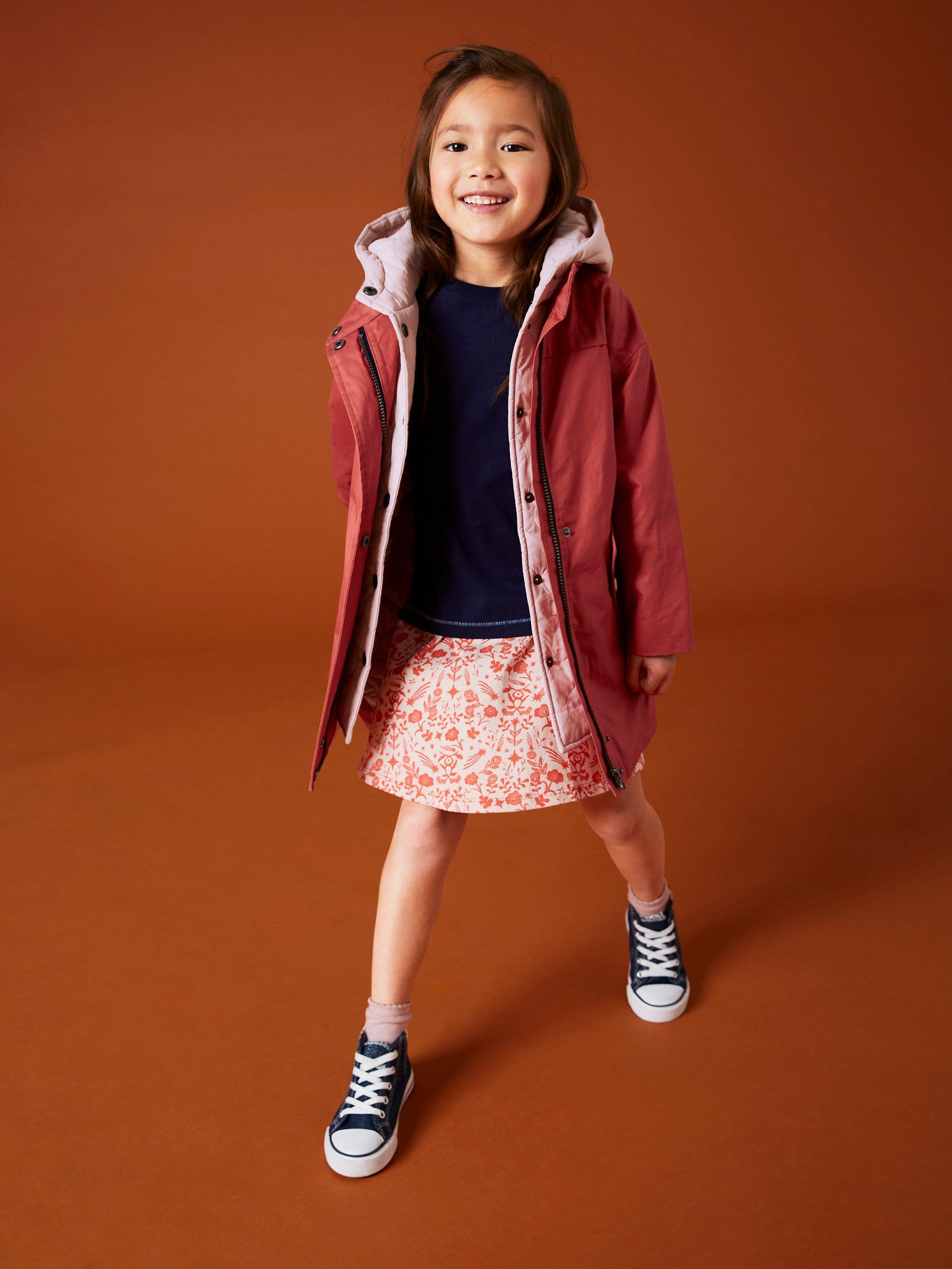 Mini Riley Parka in MID RED - MODEL FRONT