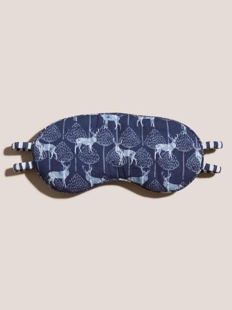 Reversible Stag Print Eye Mask in BLUE MLT - FLAT FRONT