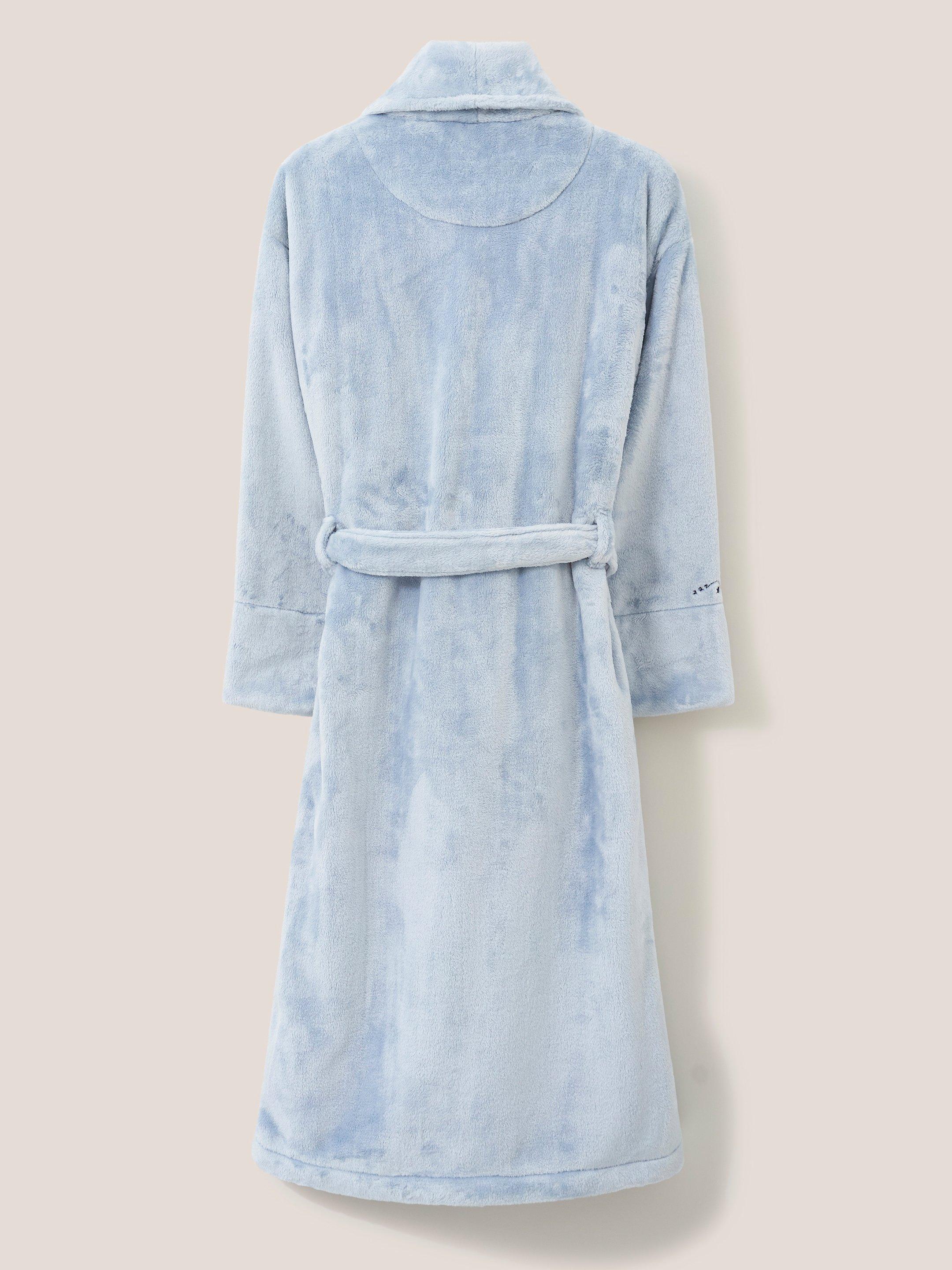 Clover Cosy Robe in MID BLUE - FLAT BACK