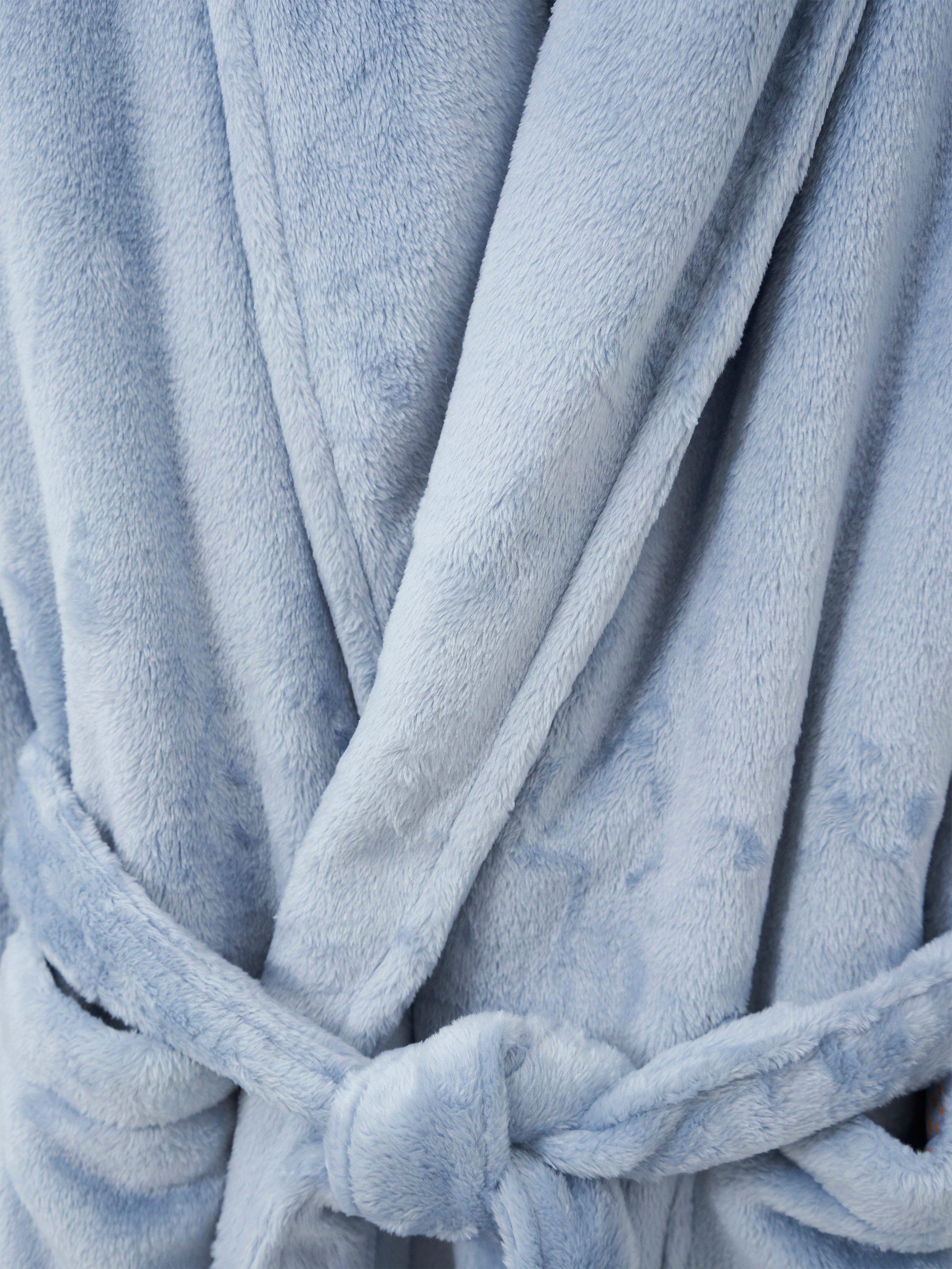 Clover Cosy Robe in MID BLUE - FLAT DETAIL