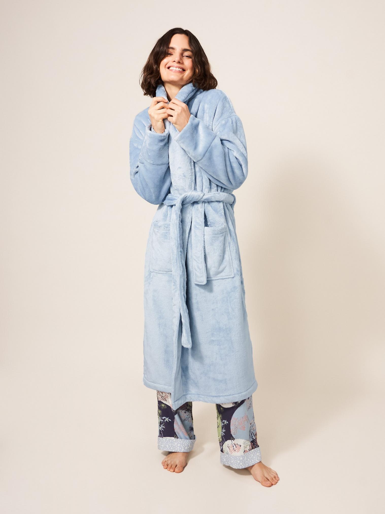Clover Cosy Robe in MID BLUE - LIFESTYLE