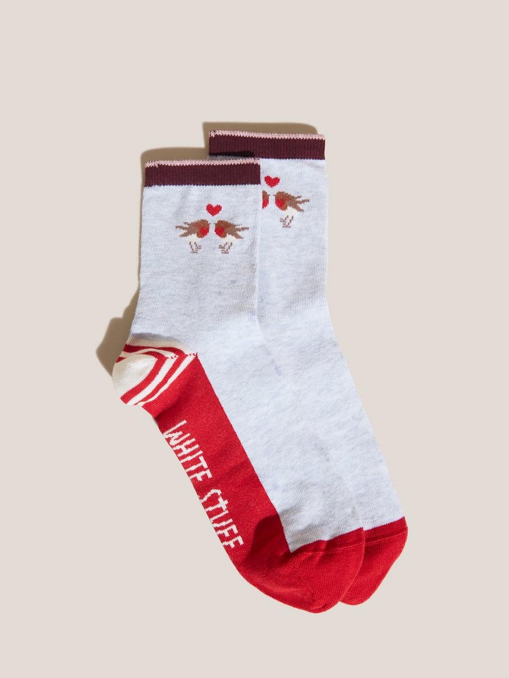 Robin Sock In Box in GREY MLT - FLAT BACK