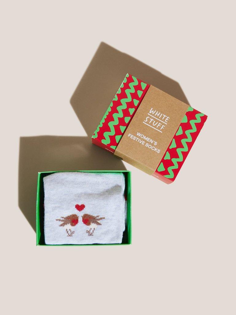 Robin Sock In Box in GREY MLT - FLAT FRONT