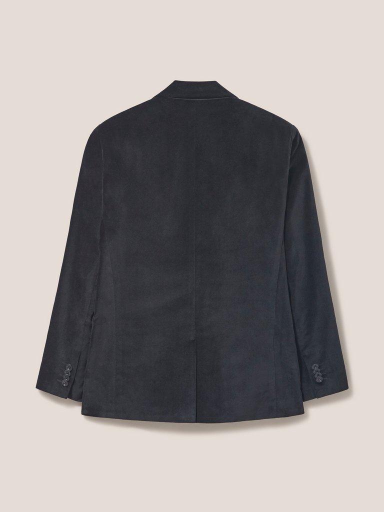 Mens Velvet Blazer in PURE BLK - FLAT BACK